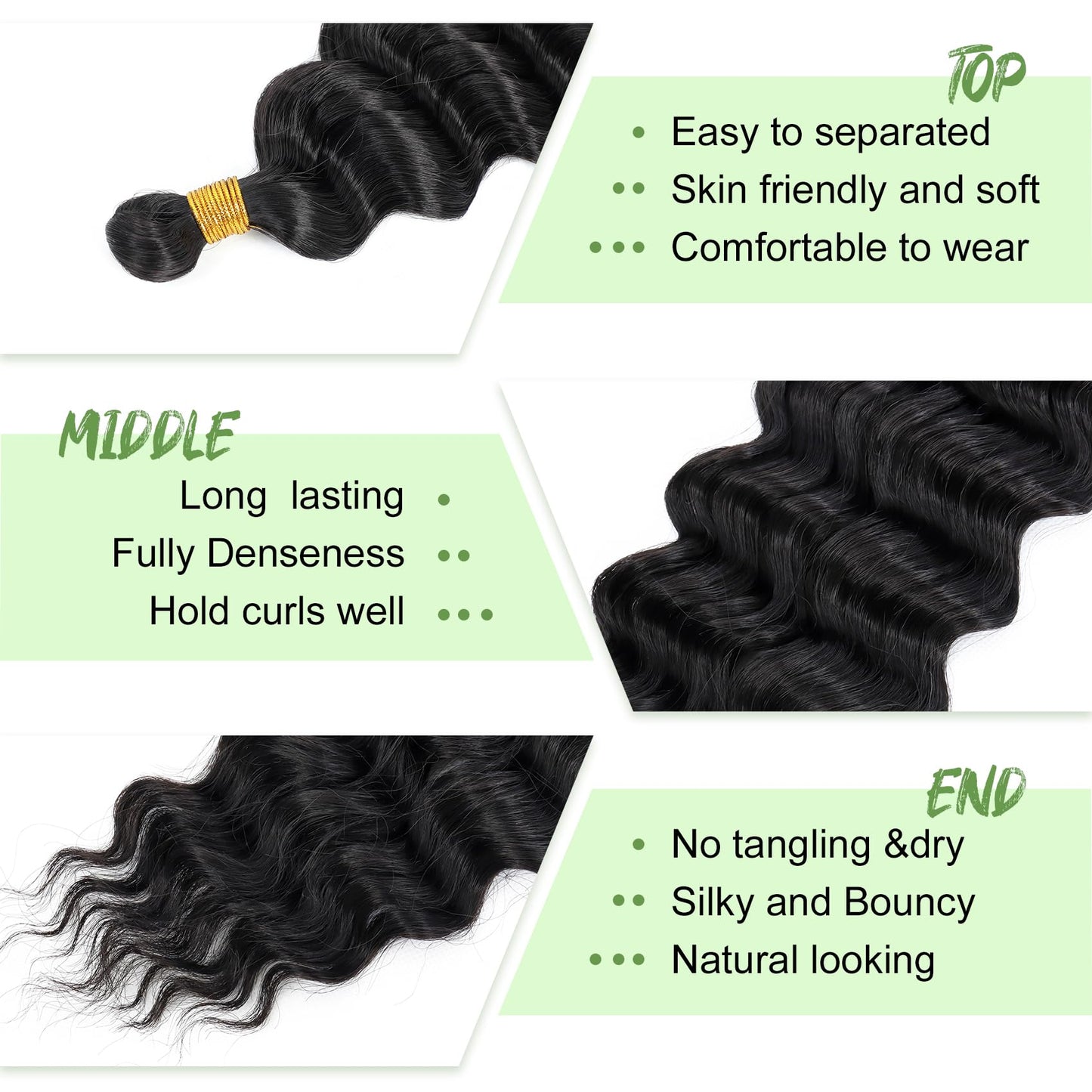 Eerya Long Curly Braiding Hair 18 Inch 2 Packs Ocean Wave Crochet Hair for Black Women Deep Wave Braiding Hair for Boho Braids (18 inch, 1B)