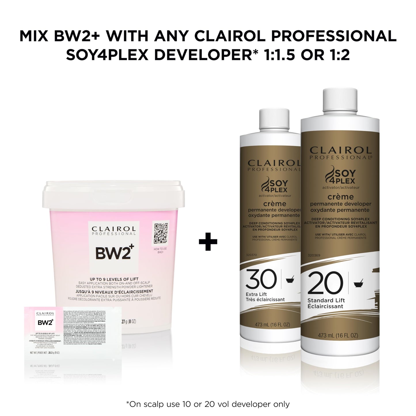 Clairol Professional BW2+ Dedusted Extra Strength Powder Lightener for Hair Highlights, 8 oz.