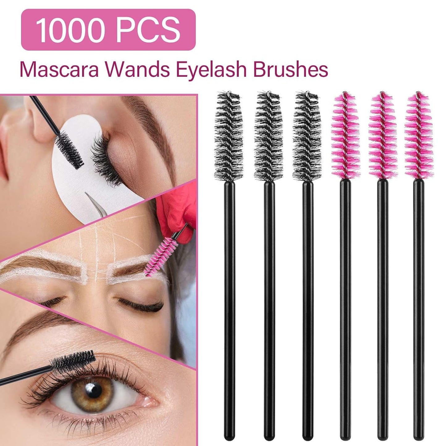 Disposable Mascara Wands - 1000 Colorful Eyelash Brushes & Spoolies for Extensions