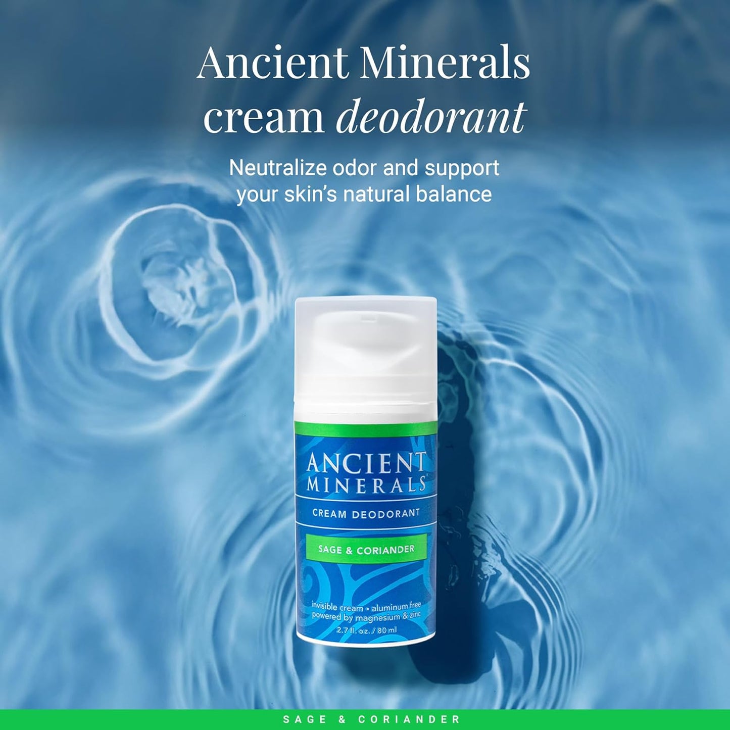 Natural Deodorant Cream - Eucalyptus & Mint, Aluminum-Free, Vegan, 2 oz for Sensitive Skin