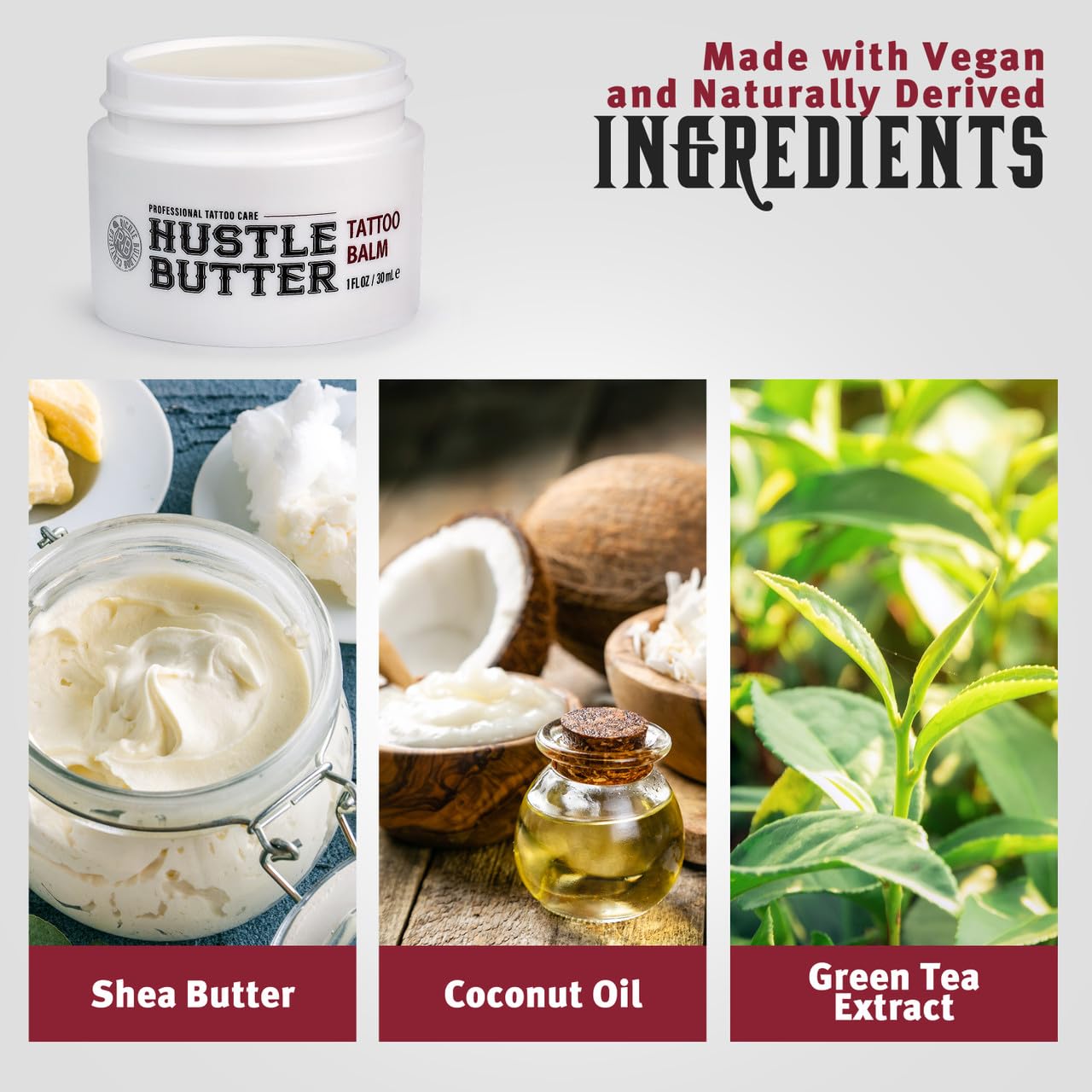 Hustle Butter Deluxe – Tattoo Butter for Before, During, and After the Tattoo Process – Lubricates and Moisturizes – 100% Vegan Replacement for Petroleum-Based Products – 1 oz