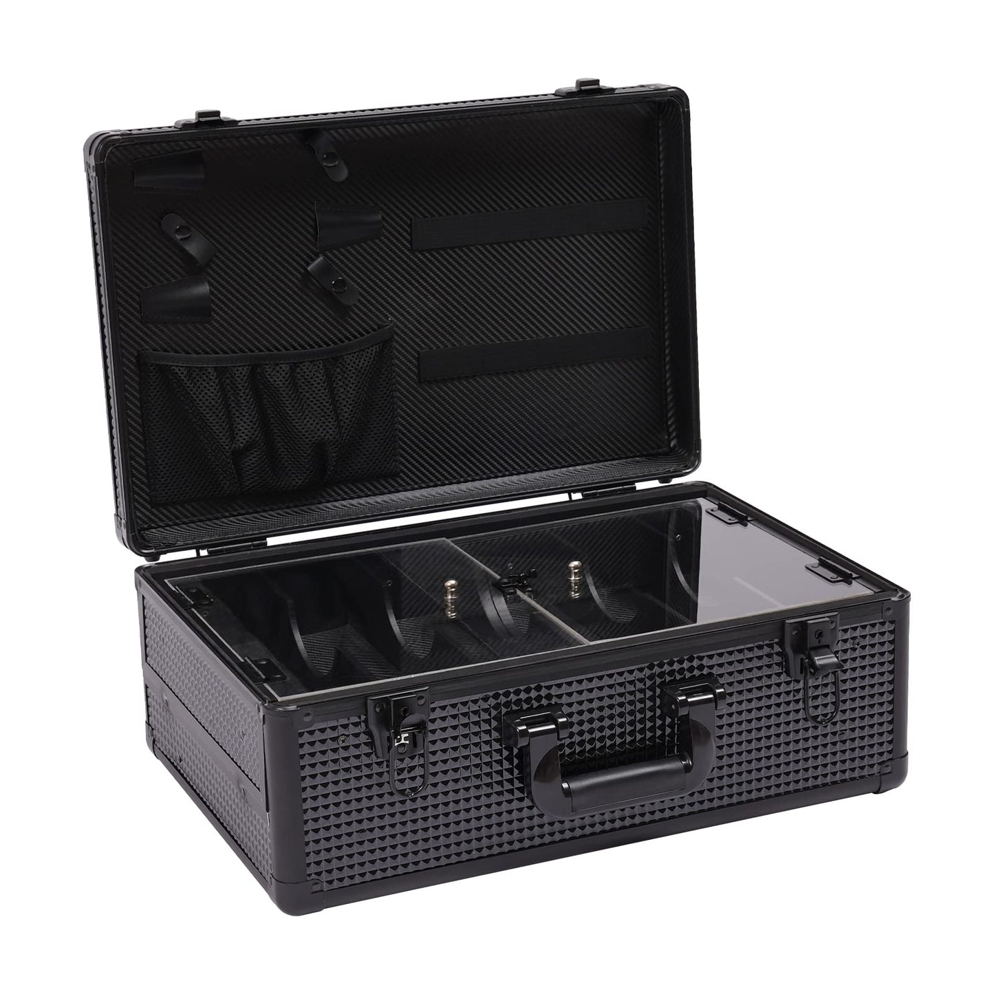 LyeXD Beauty Professional Barber Case, Portable Travel Barber Carry Case with Lock for Clippers, Scissors, Combs & More, Aluminum Storage Travel Case with Lock