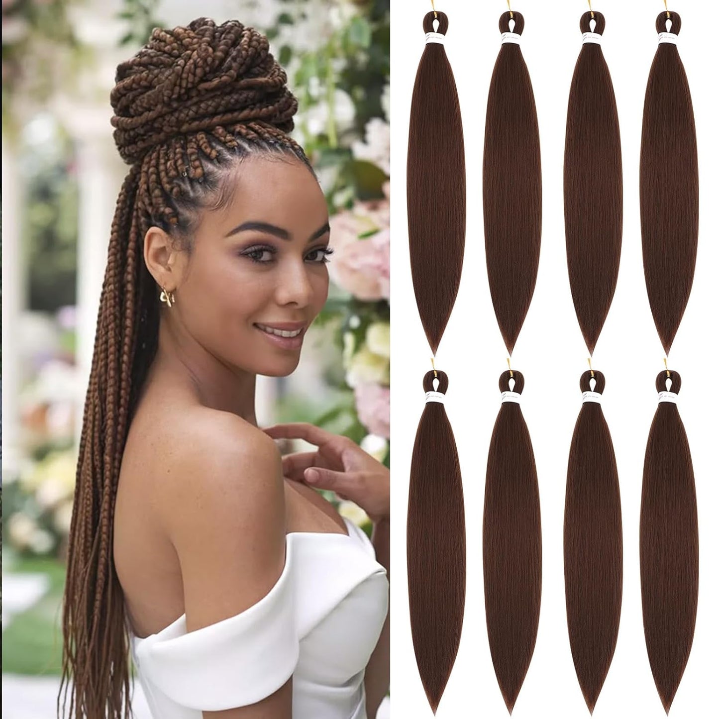 24-Inch Pre-Stretched Braiding Hair - 8 Packs Soft Yaki Texture for Crochet & Twists