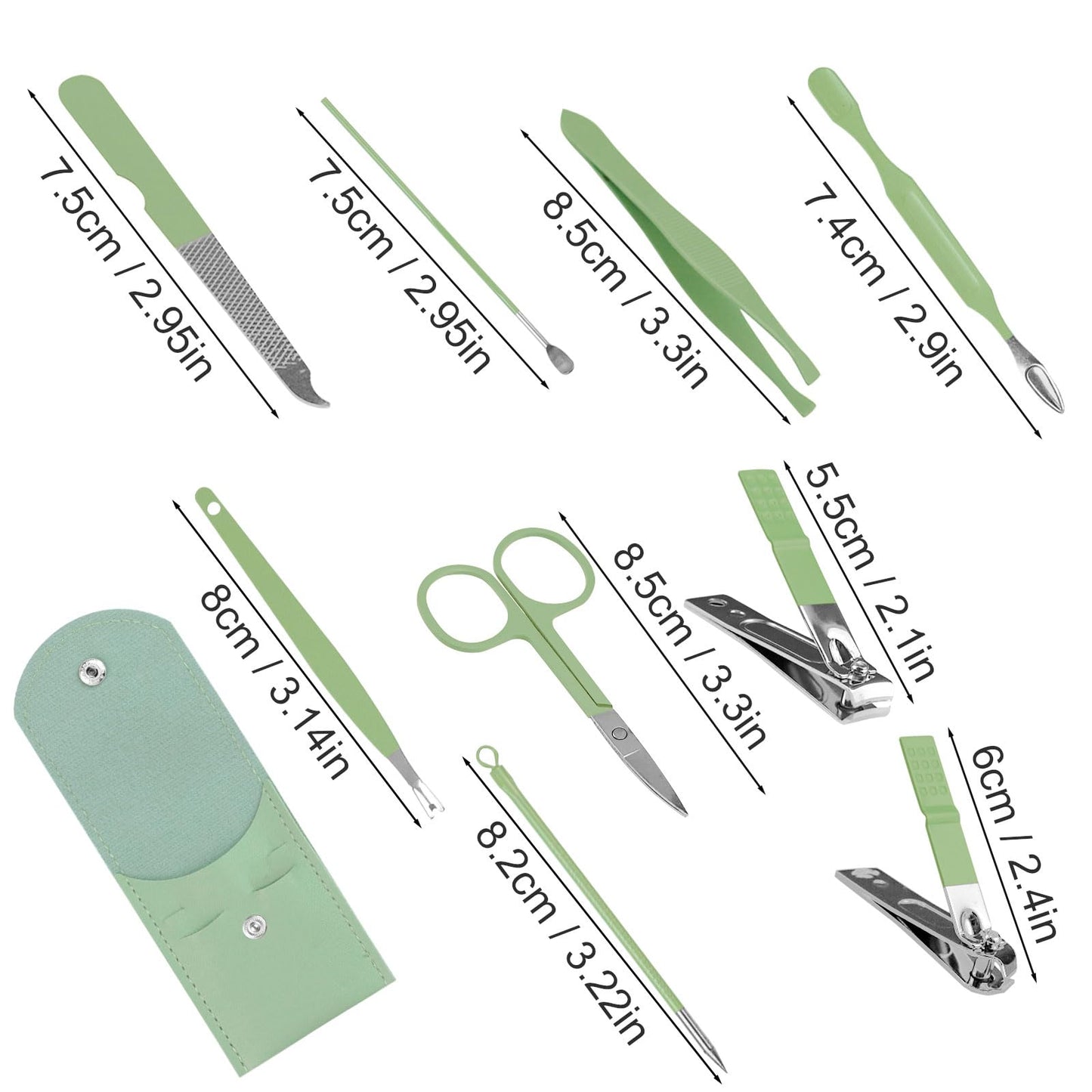 Manicure Set Bulk, Nail Clippers Kit Stainless Steel Fingernail Clippers Set, Sturdy Nail Tip Cutter Trimmers Professional Grooming Toenail Clippers Personal Pedicure Kits Gift (10 Pack 9 in 1)