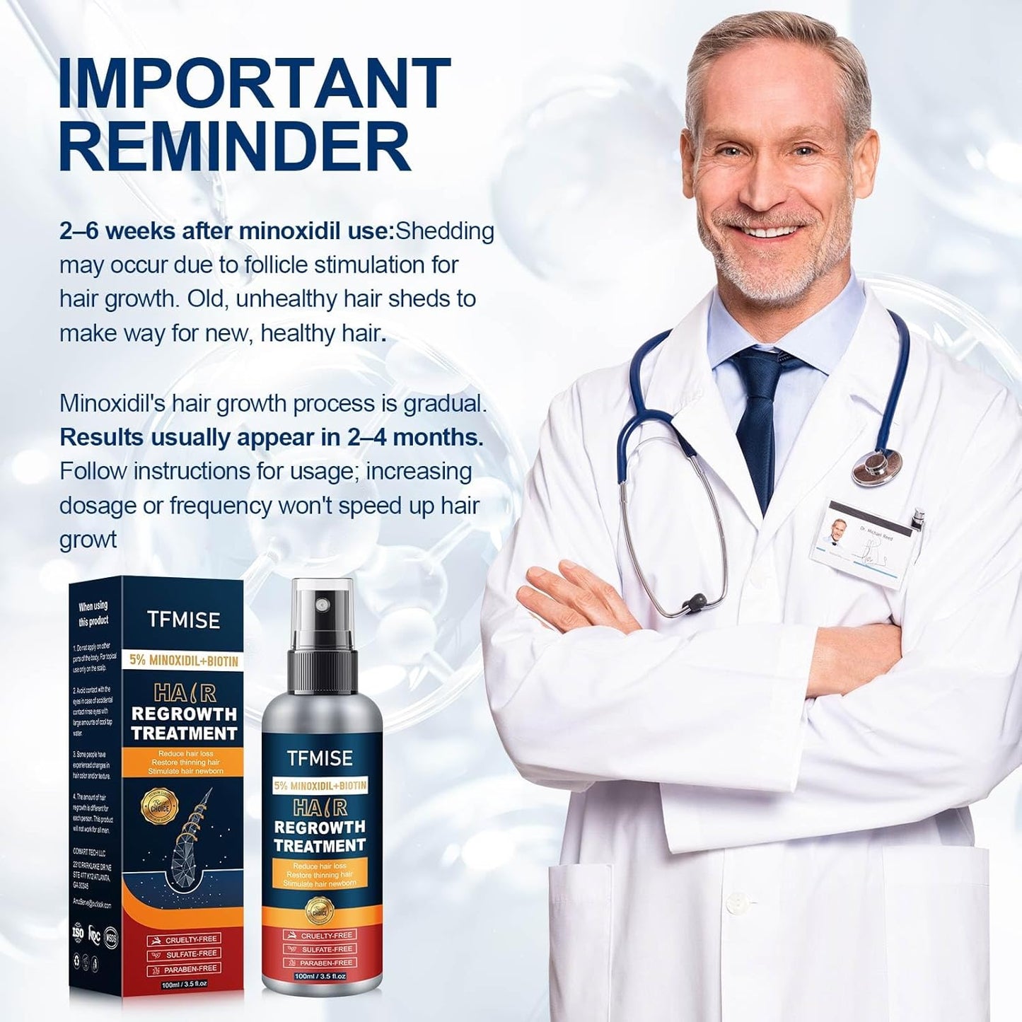 5% Minoxidil Spray for Men & Women - Extra Strength Hair Growth Solution with Biotin, 3.38 Fl. Oz