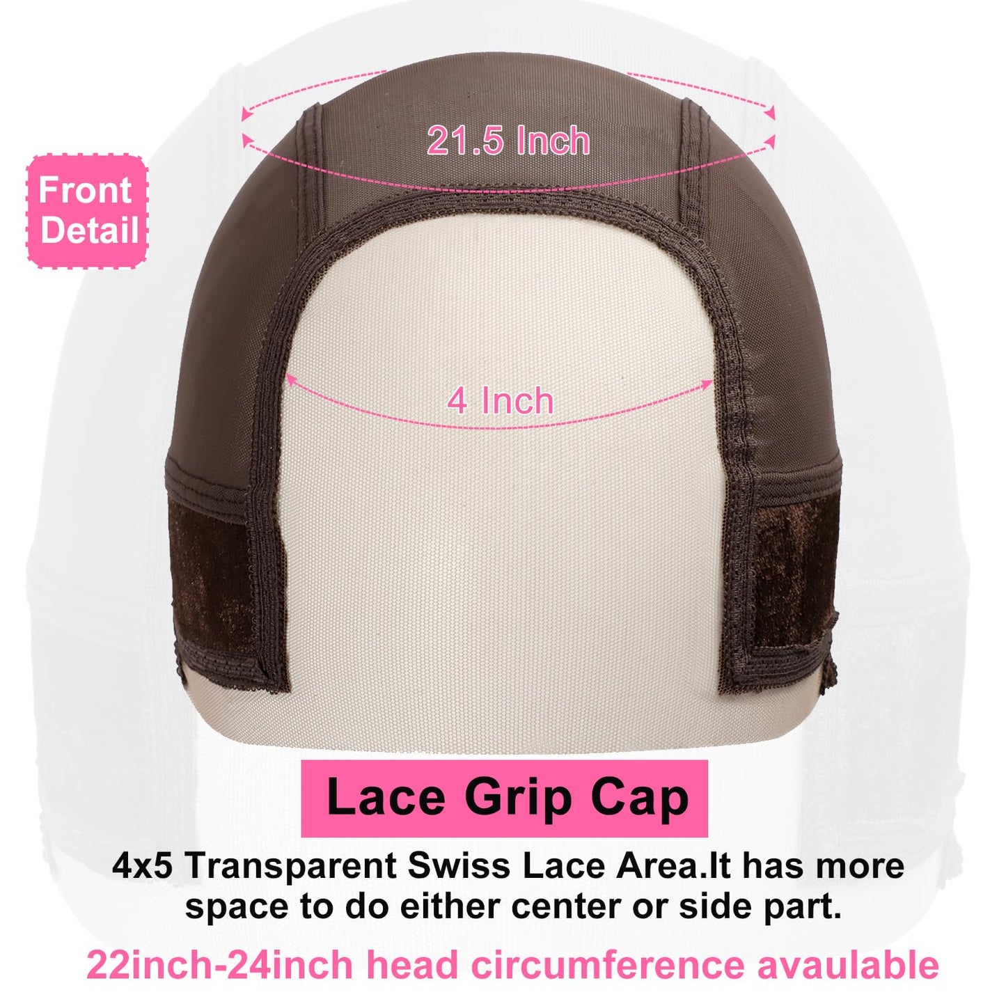 Wig Cap for Women Non-Slip, HD Lace Front Wig Grip Cap with Adjustable Band | Breathable & Glueless | Secure Hold for Lace Wigs, Braids, and Alopecia