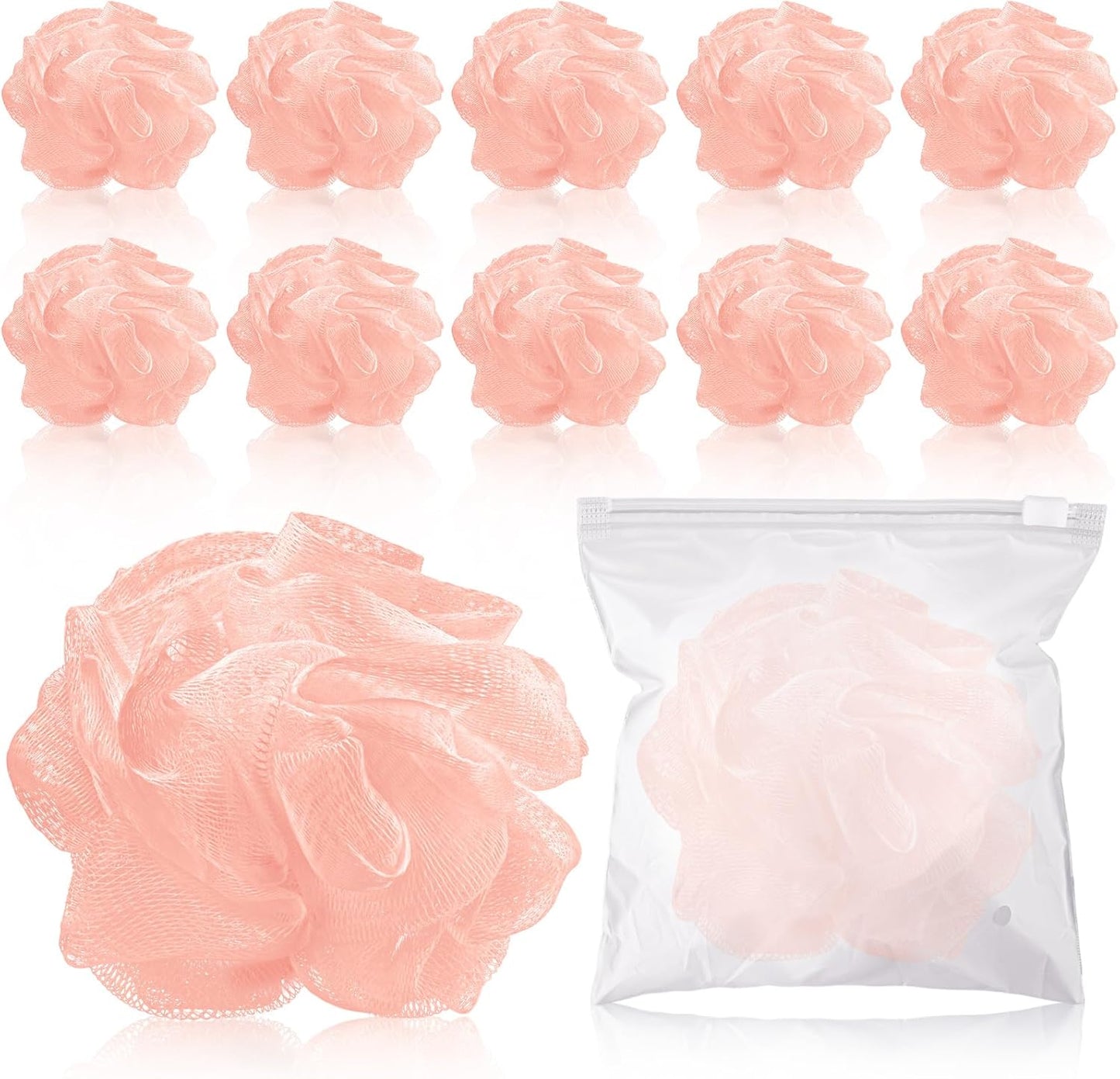 Travel Size Loofah Set - 12 Individually Wrapped Mini Bath Sponges with Case (Black, 25g)