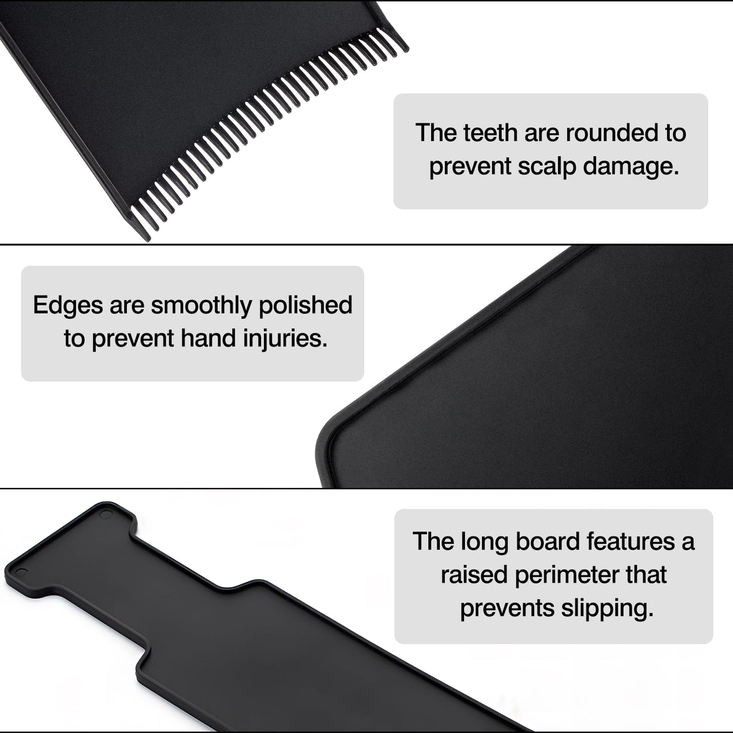 Jaasuee 4-Piece Balayage Highlighting Kit - Black Nylon Combs & Brush for Salon & Home Use