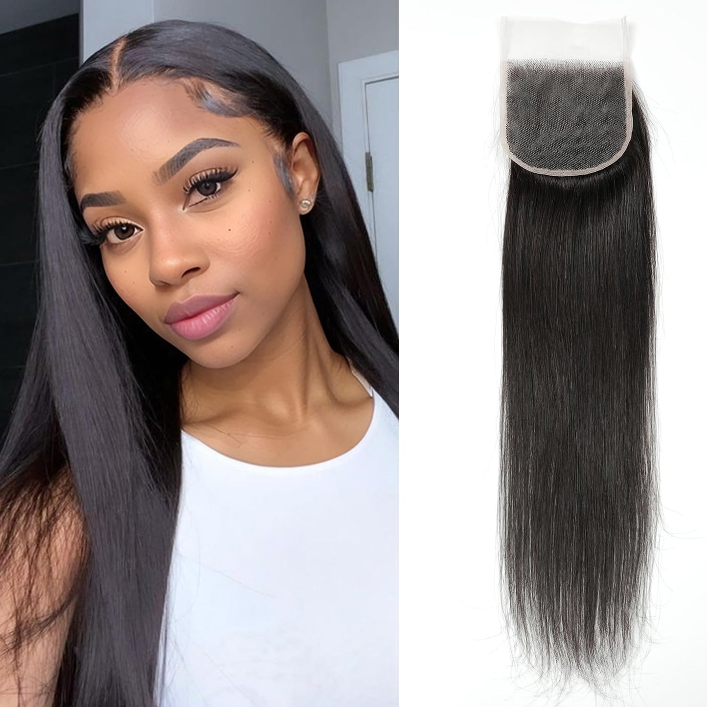 5x5 HD Lace Closure Body Wave Human Hair - Pre-Plucked Natural Hairline (10 Inch, Natural Color)