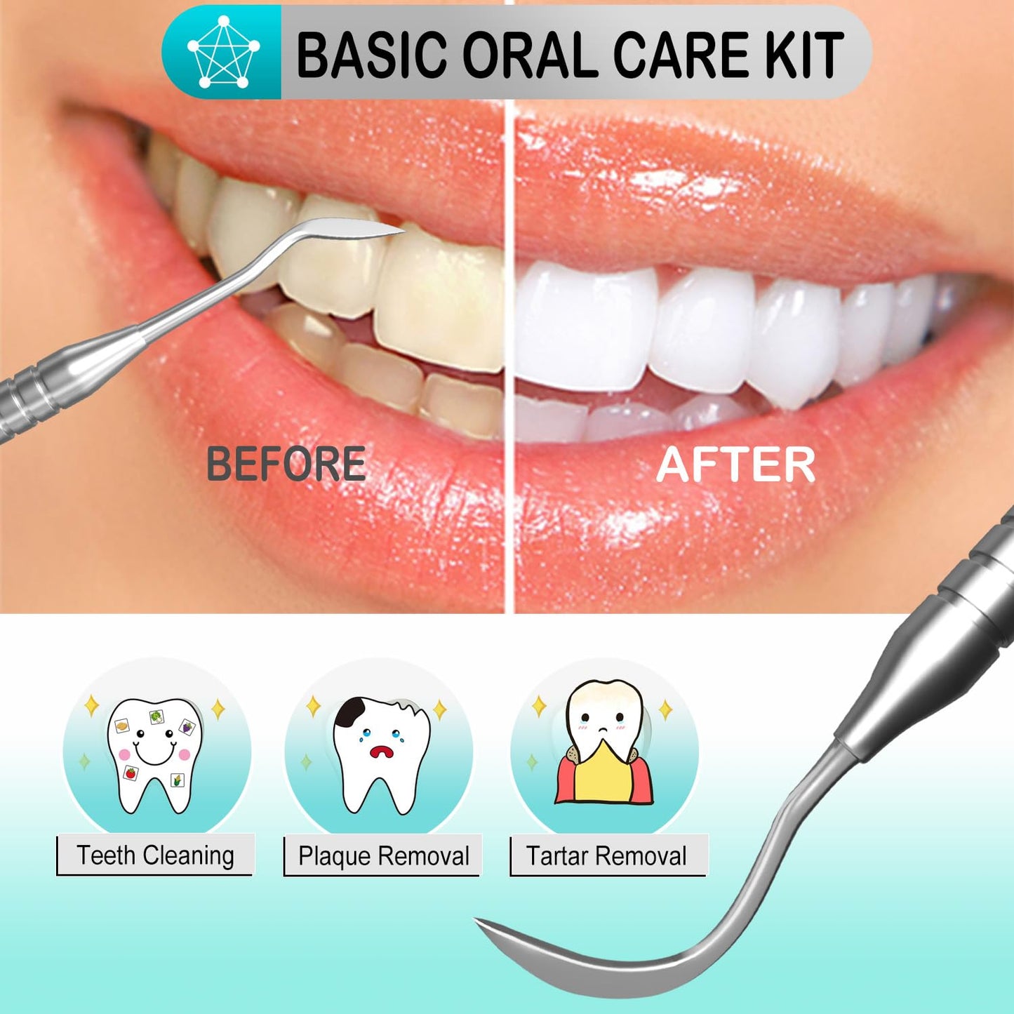 CATACC PRO Dental Tools, Dental Pick for Teeth Cleaning, Stainless Steel Hygiene Kit with Tooth Scraper Plaque Tartar Remover - with Case