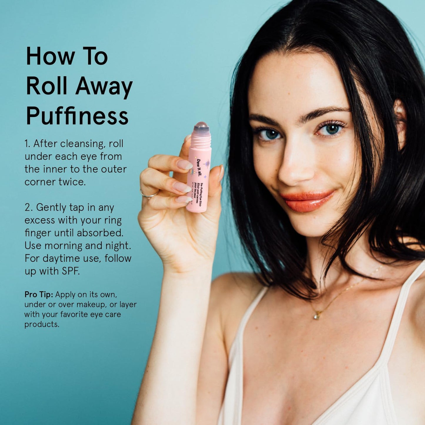 grace & stella Under Eye Brightener Roller - Airplane Travel Essentials - Travel Size Toiletries - Retinol & Caffeine Eye Serum for Puffiness, Dark Circles, Wrinkles - Vegan Skincare (15ml / 0.51floz)