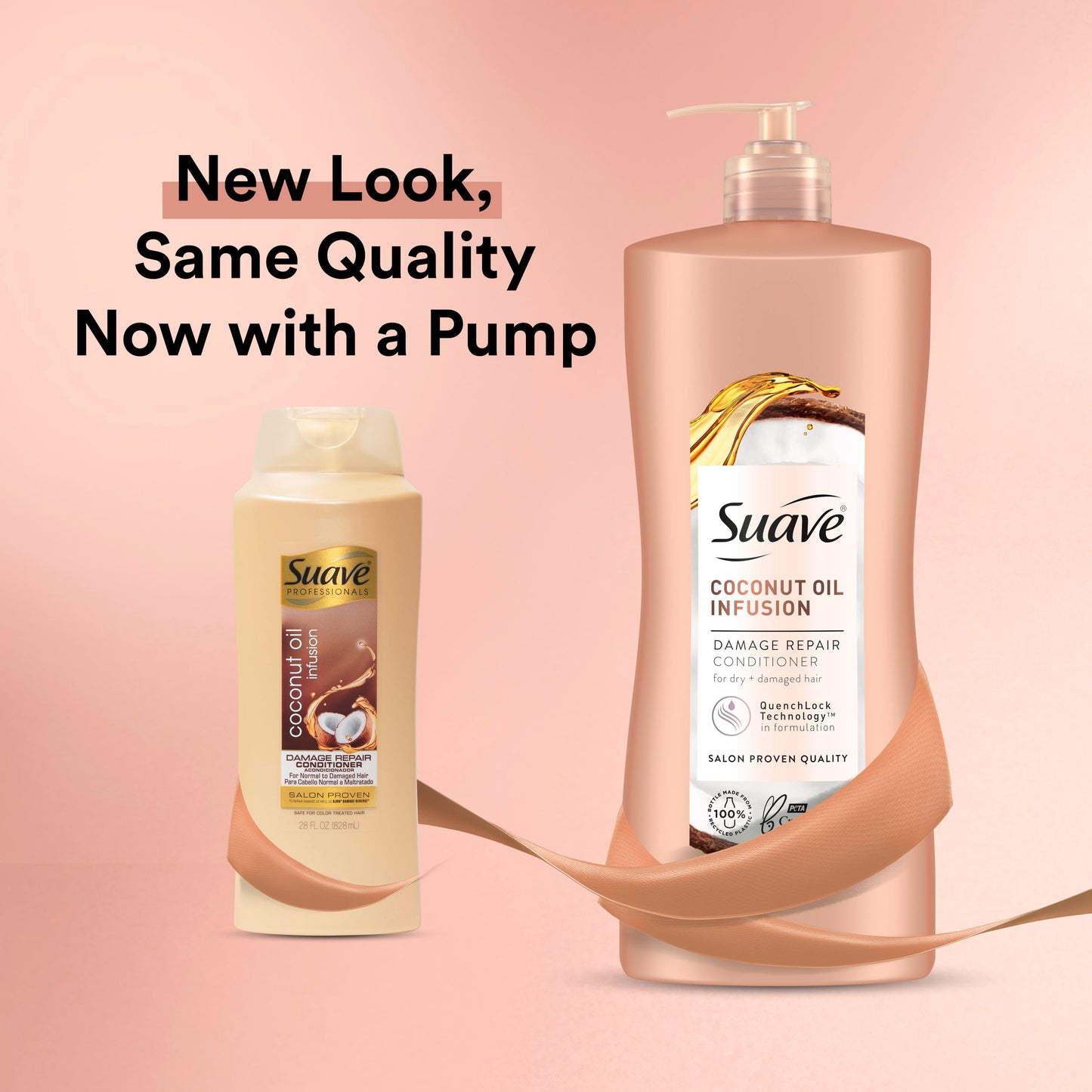 Suave Coconut Oil Damage Repair Conditioner, for Normal, Dry and Damaged Hair, with Pure Coconut Oil Infusion, 28 oz Pack of 4