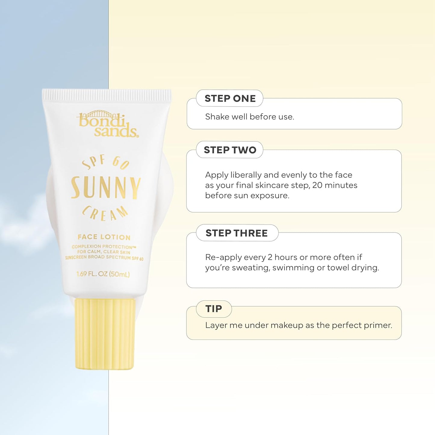 Bondi Sands SPF 60 Face Lotion - Hydrating Broad Spectrum Sunscreen, Oil-Free, 1.69 Fl Oz