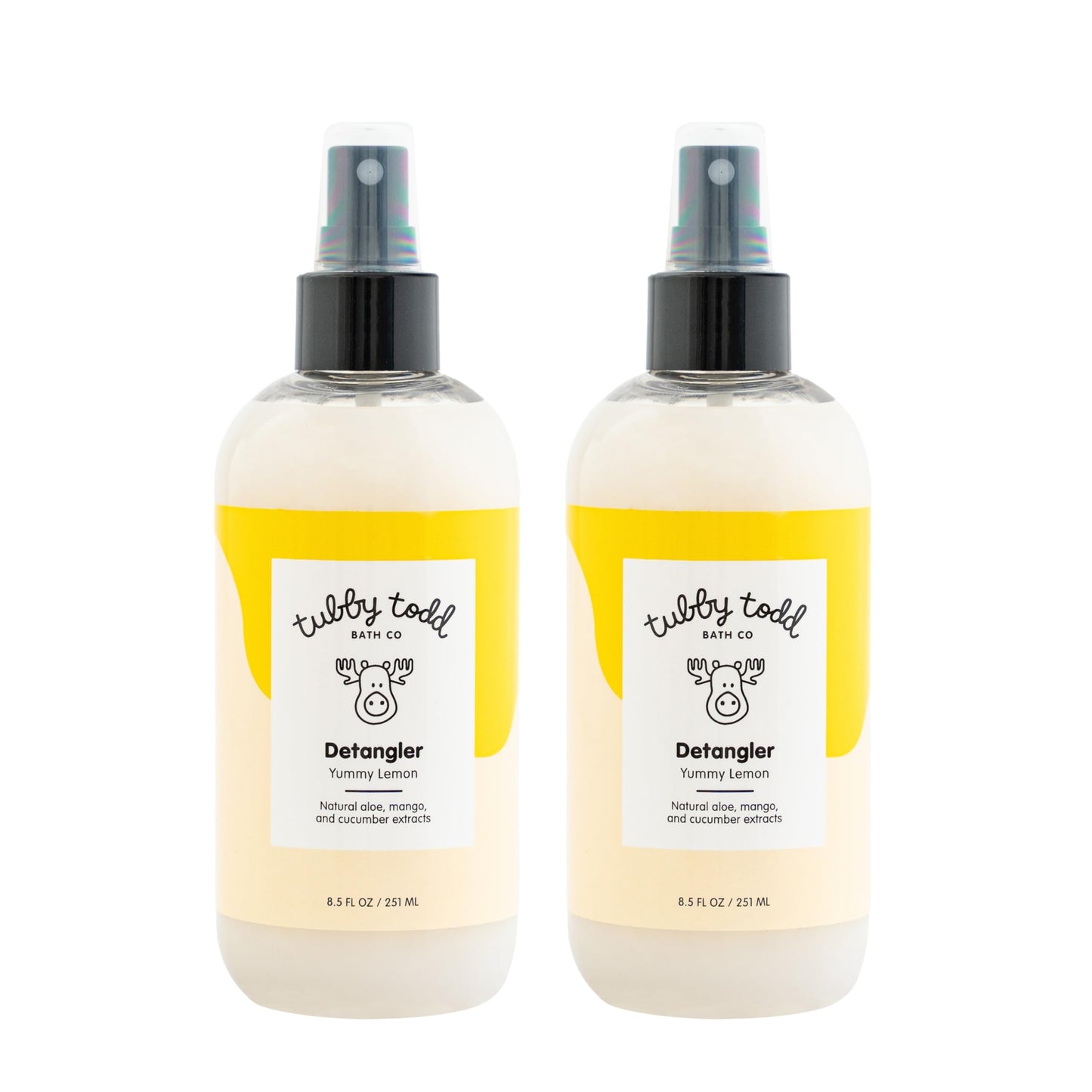 TUBBY TODD Hair Detangler Spray for Kids - Hair Detangling Spray with Baobab & Coconut Oil - Gentle & Moisturizing Kids Hair Detangler Spray - 8.5oz, 2 Pack - Lemon Crème