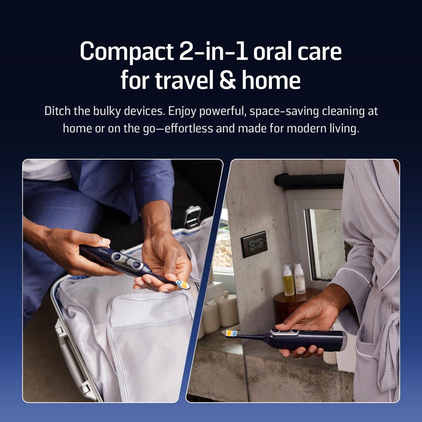 Soocas NEOS II - Electric Toothbrush with Water Flosser, Sonic Electric Toothbrush for Adults, Cordless Water Flosser for Travel, Portable Oral Irrigator, Up to 100% Plaque Removal, Dark Violet