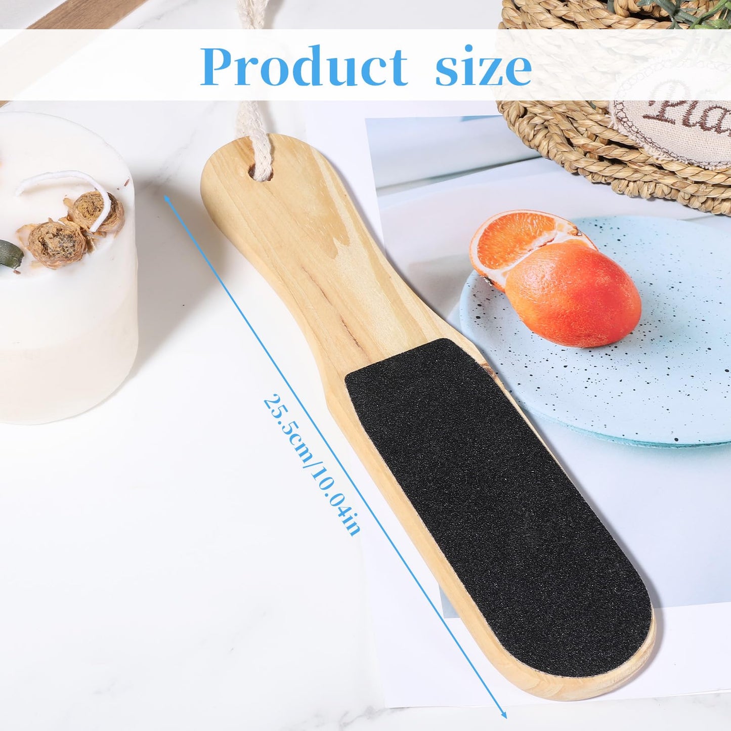 Piriuuo Wooden Heel Scraper for Feet, Foot File for Dead Skin Double-Sided Foot Scrubber with Bamboo Handle Professional Pedicure Tools for Callus, Dry, Hard Skin Removal