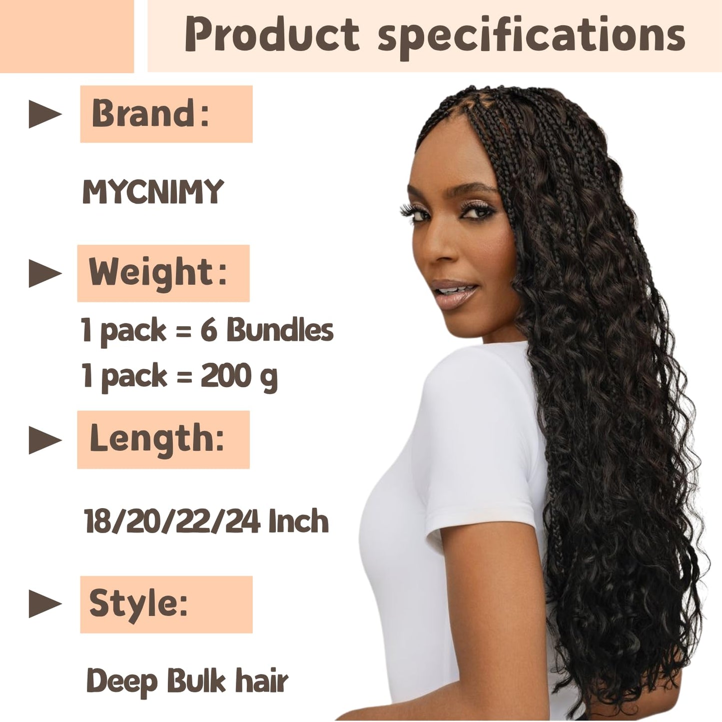Boho Hair for Braiding, 6 Bundles 24 Inch Deep Wave Bulk for Boho Braids No Weft 200G Curly Bohemian Wet and Wavy Faux Braiding Hair Extensions,(P27/30#)
