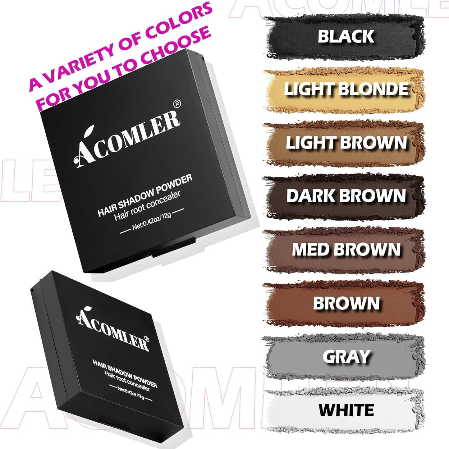 Acomler Root Touch Up Hair Color, Instantly Root Touch Up, Talc-Free Hairline Powder for Thinning, Instantly Gray Hair Cover Up, Hair Powder for Women Men, Includes Makeup Brush (Dark Brown, 0.42oz)