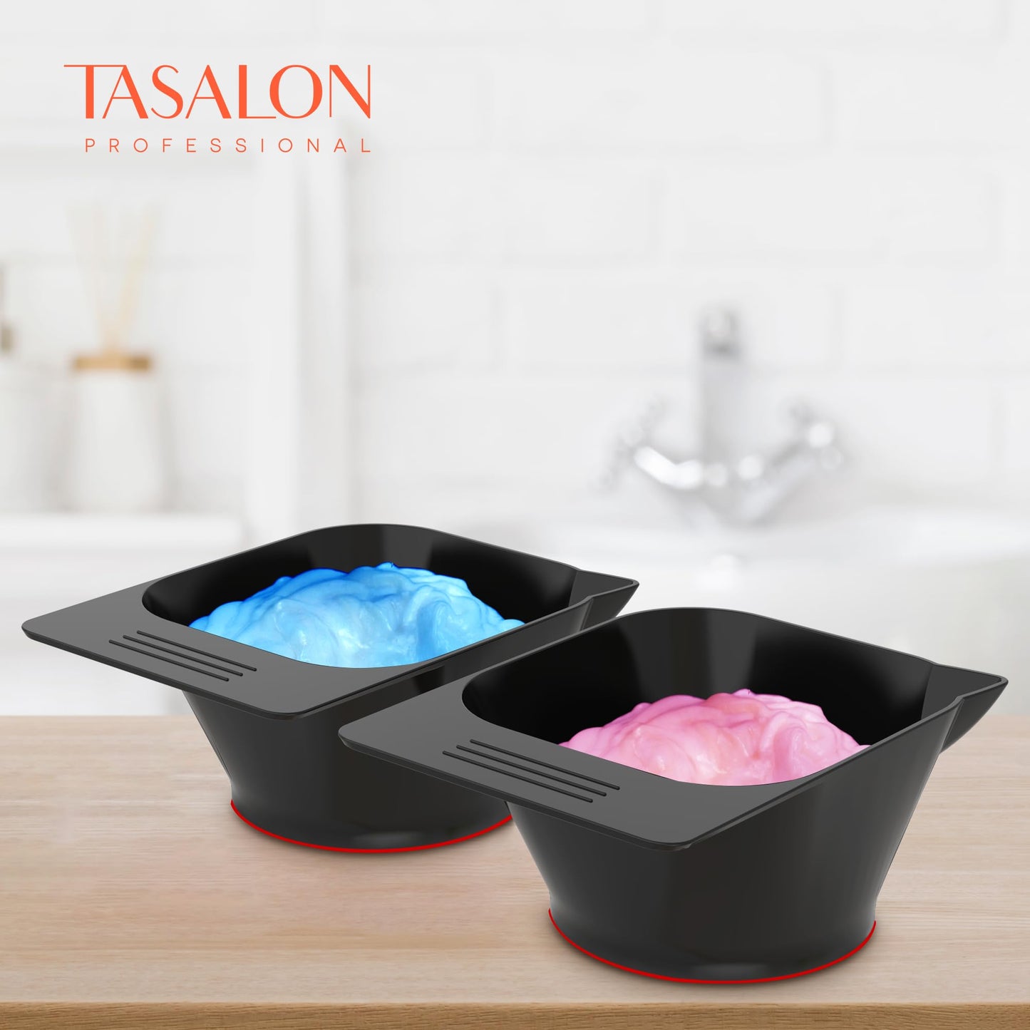 TASALON 2 Piece Magnetic Plastic Hair Dye Mixing Bowls Set, Beauty Salon and Barber Styling Bowls for Hairstylists, Black