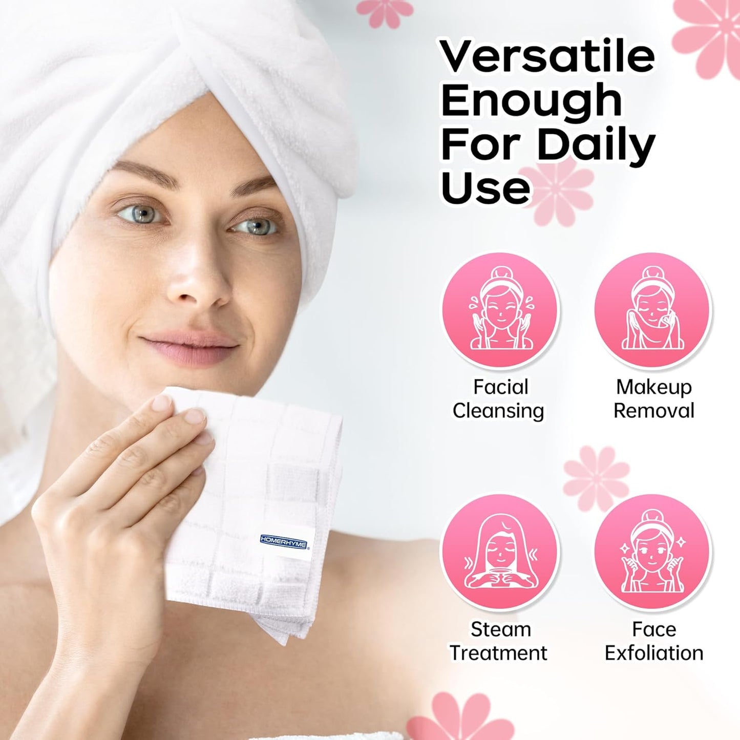 Microfiber Washcloths 50 Pack - Soft, Lint-Free Quick-Dry Face Towels for Gym, Bathroom & Kitchen