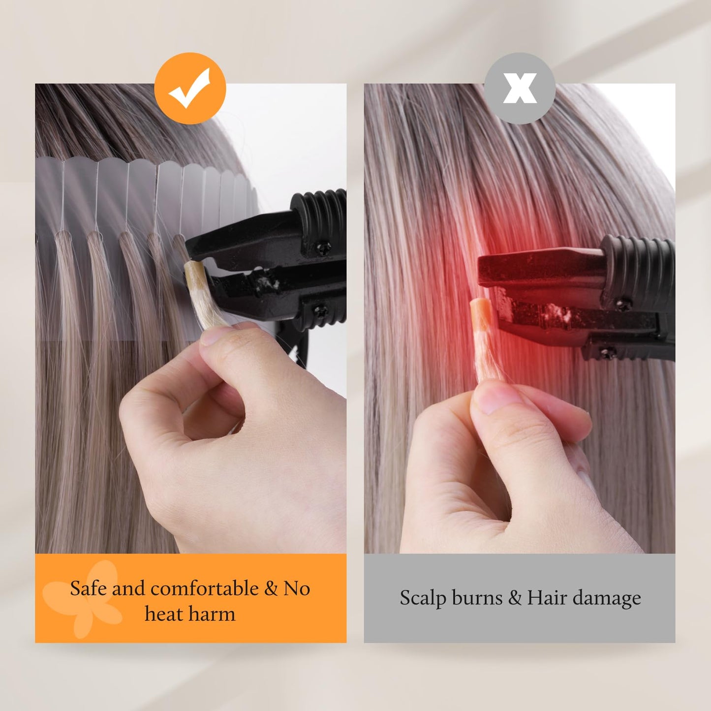 DOORES 10 Pcs Heat Shield Guards for Hair Extensions, Multi Hole Spacers Templates for Hair Extension Bonding, Fusion Keratin Glue Heat Protector Shield Clear PVC
