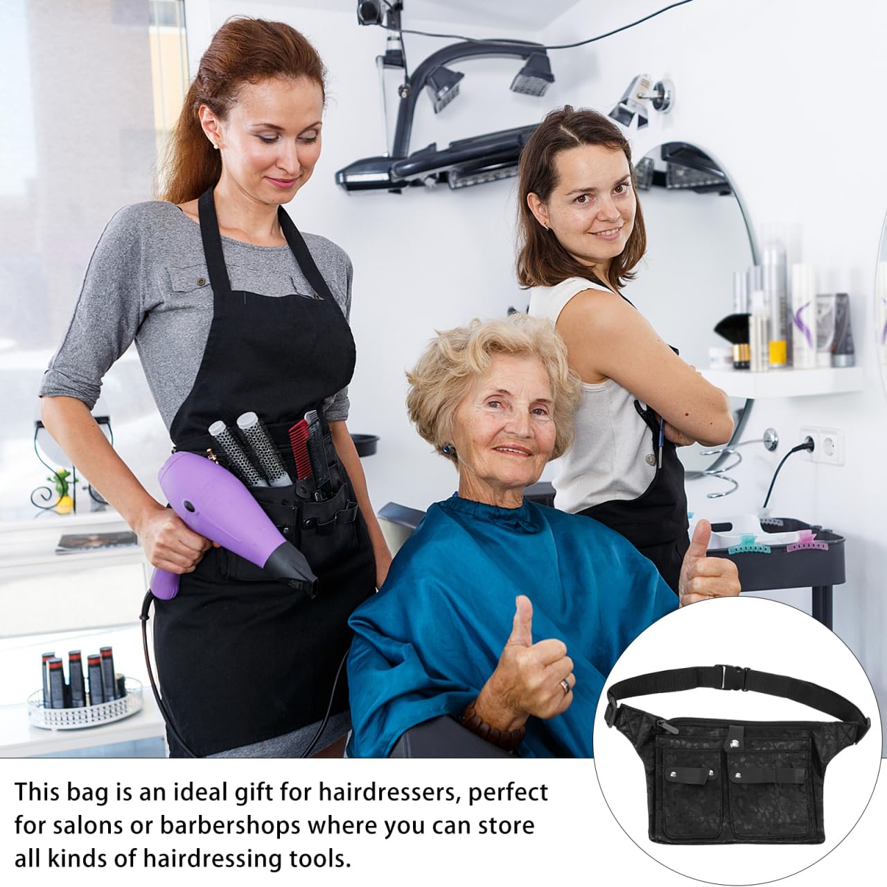 LALAFINA Hairdresser Scissor Bag Canvas Barber Waist Pouch Adjustable Strap Hairdressing Tools Hair Cutting Tools Bag for Salon and Home Use
