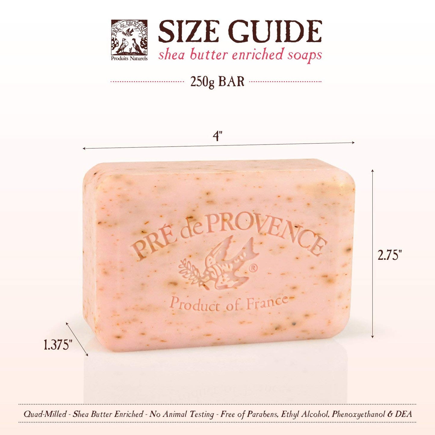 Pre de Provence Starflower Soap Bar - Organic Shea Butter, Quad Milled, 8.8 oz Natural French Skincare