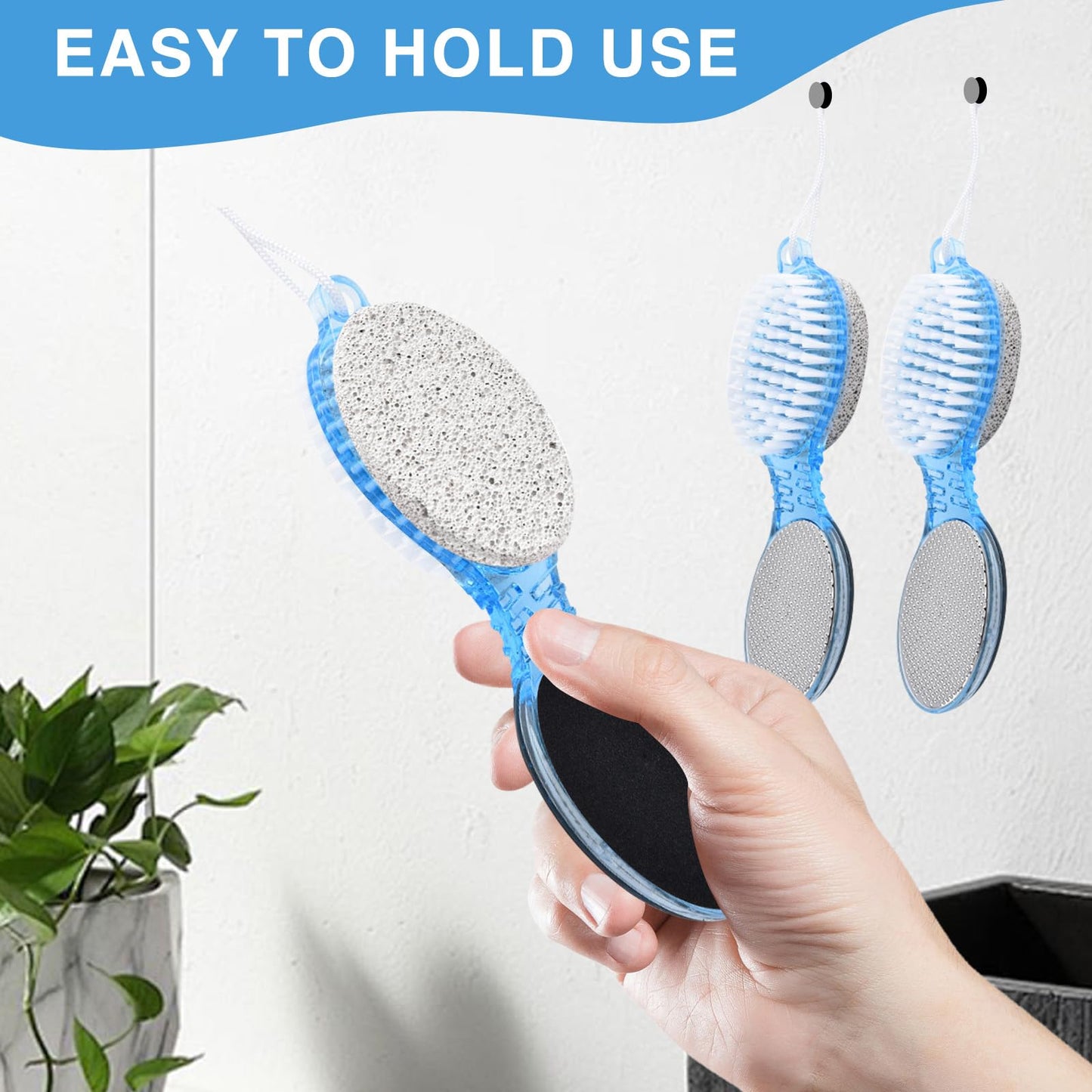 Qiyuda 3 Pcs 4 in 1 Foot Brush, Shower Foot Cleaning Scrubber Pedicure Brush Dead Skin Remover