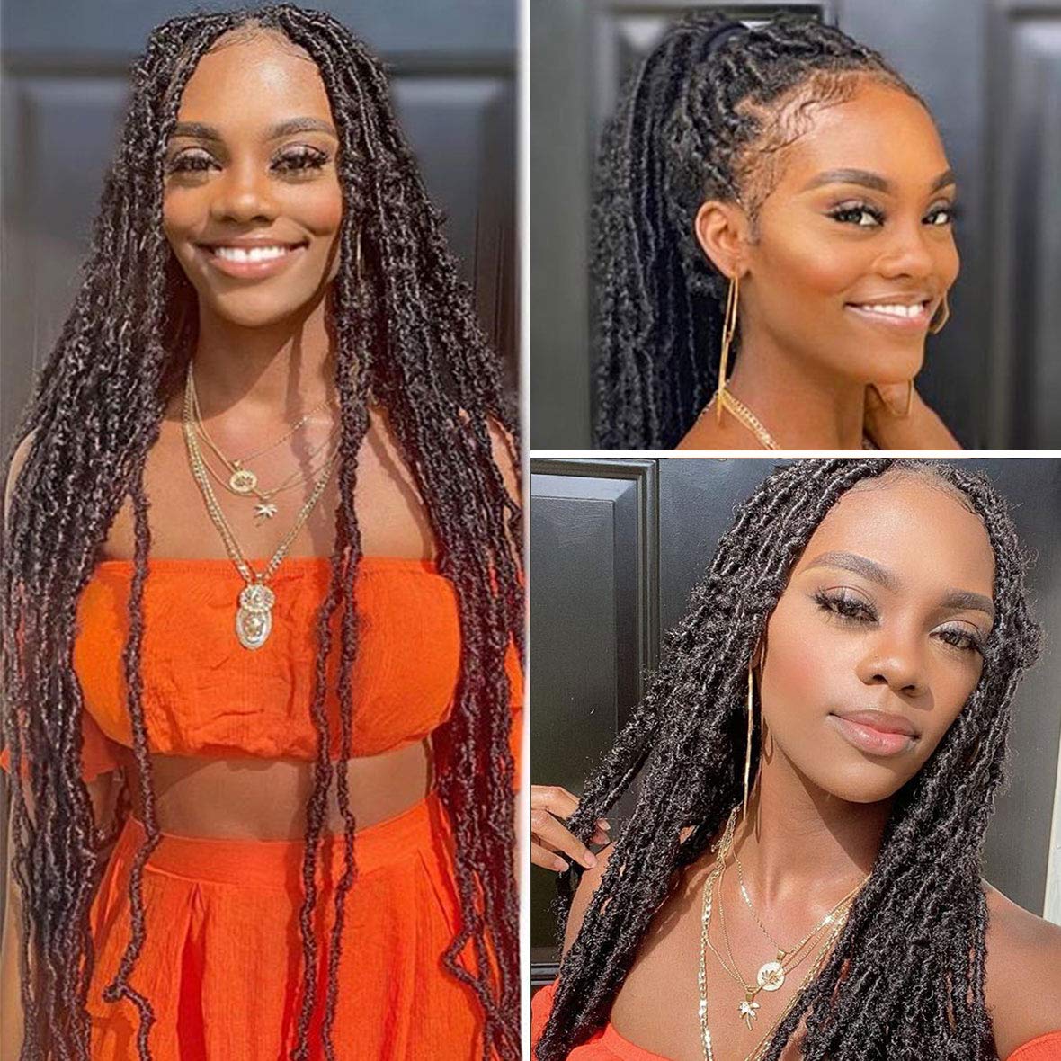 Faux Locs Crochet Hair - 18 Inch Pre-Looped 7 Packs Soft Natural Black Goddess Locs for Women