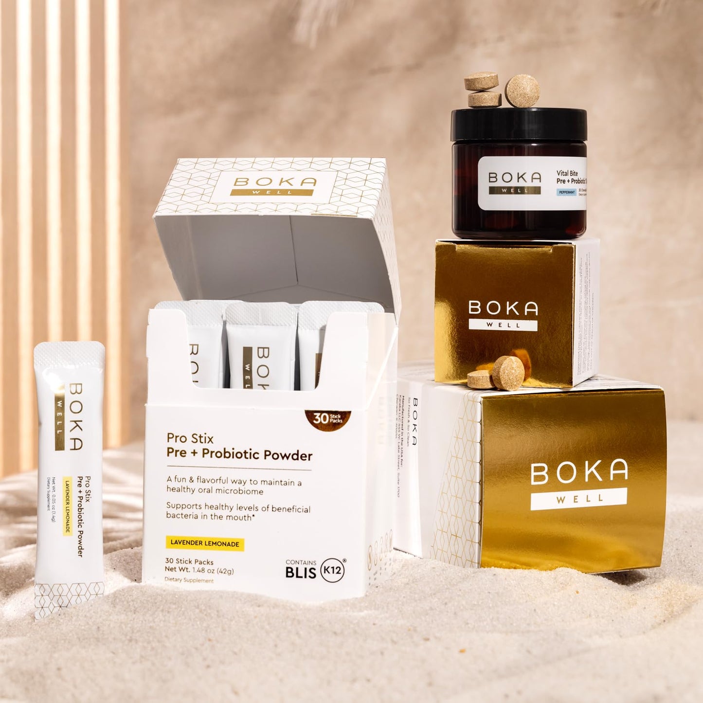 Boka Pro Stix Oral Probiotics for Mouth Bad Breath - 30ct Dental Probiotics Powder, Oral Health Pre + Probiotics for Teeth and Gums, BLIS K12 Oral Probiotic for Healthy Gum Health, Lemonade Lavender