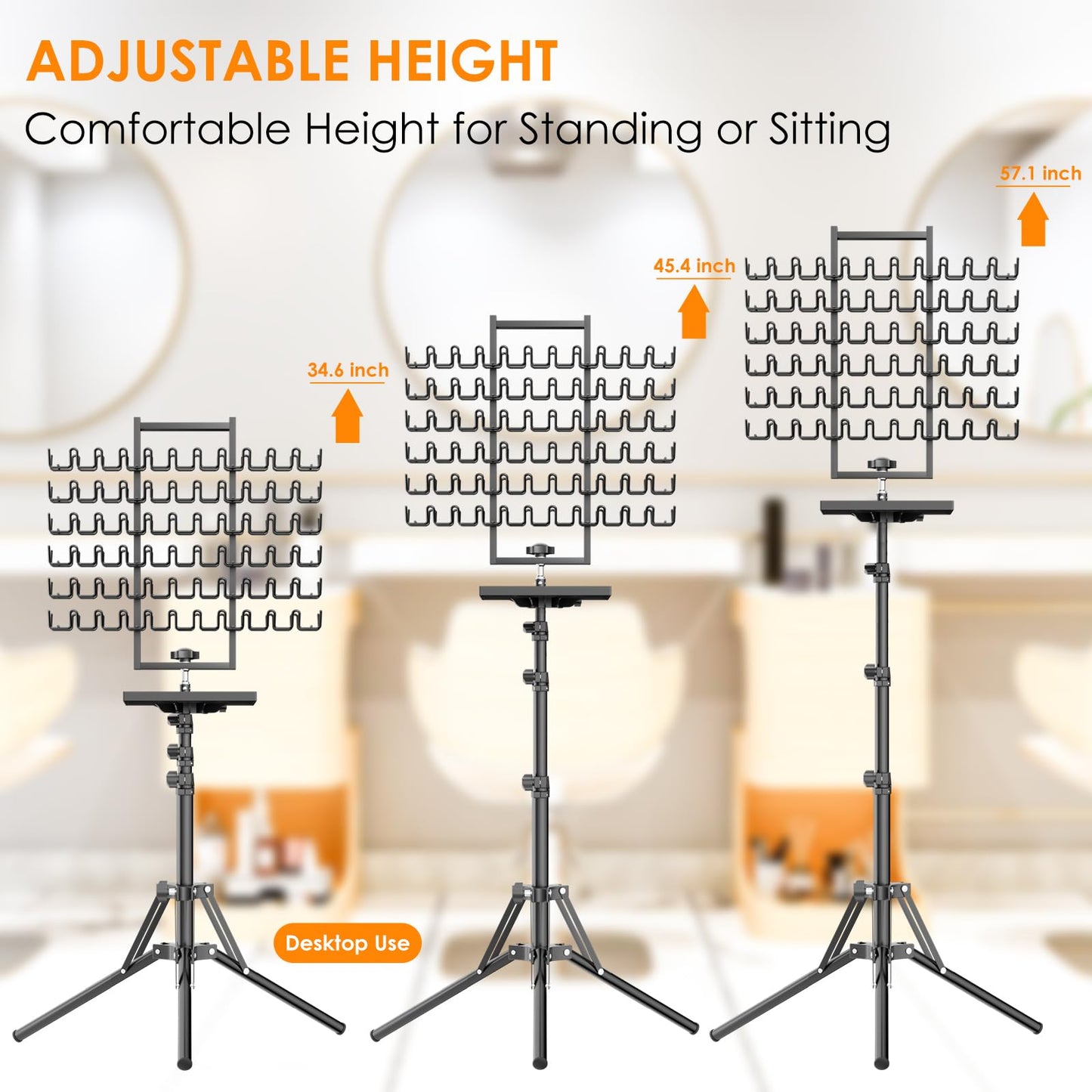 WISIMMALL Adjustable Braiding Hair Rack with 144 Pegs and 2-Side Metal Holder. Includes 6 Hair Clips and 2 Combs for Salon Use