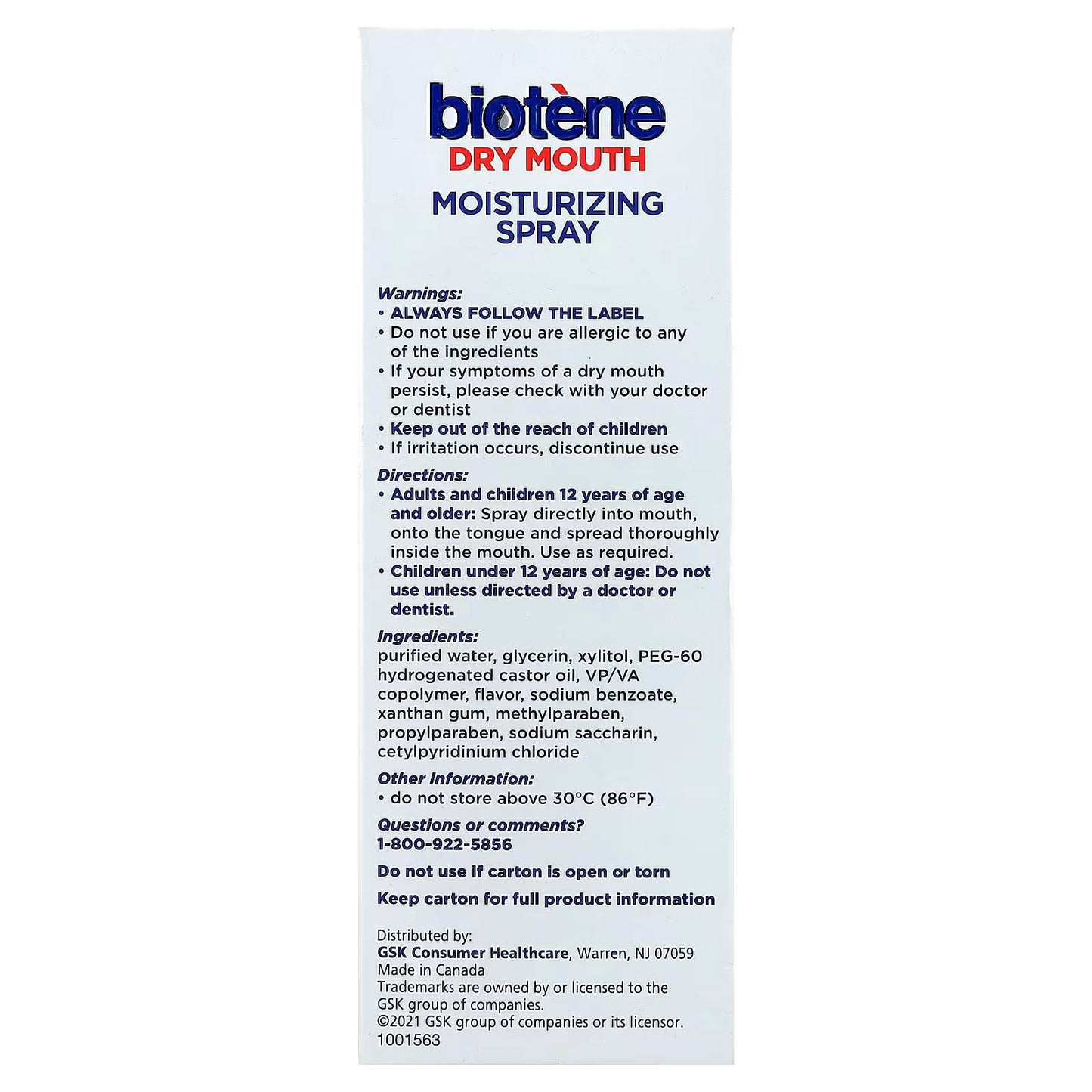 Biotene Dry Mouth Moisturizing Spray Gentle Mint 1.5 Oz (pack of 10)