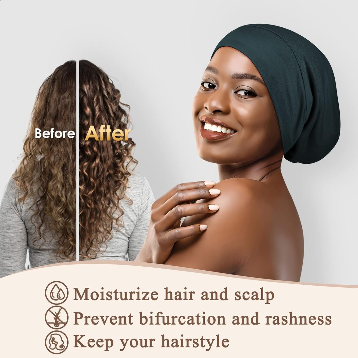 100% Silk Dreadlock Cap & Bonnet for Sleeping - Extra Large Hair Cover for Men & Women