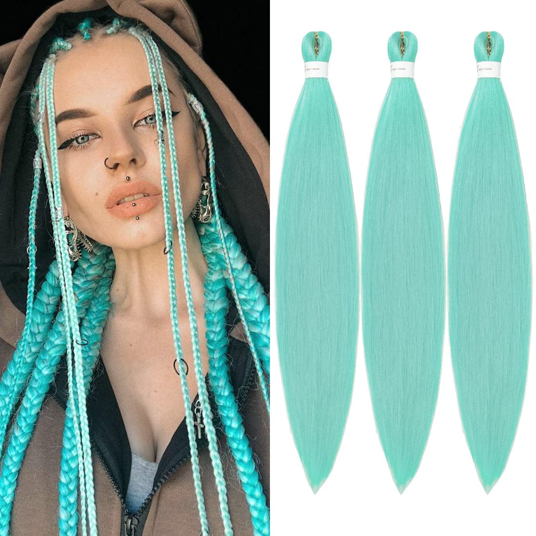 8 Packs 20-Inch Ombre Pre-Stretched Braiding Hair - Soft Yaki Texture Extensions