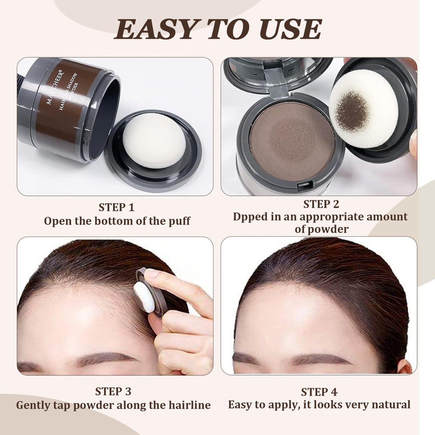 Nicgou Maycheer Hairline Shadow Powder, Maycheer Hair Shadow Root Cover Up, Maycheer Hair Shadow, Hair Line Concealer Root Cover Up, Unisex Root Touch Up Hair Powder (Dark Brown, 01)