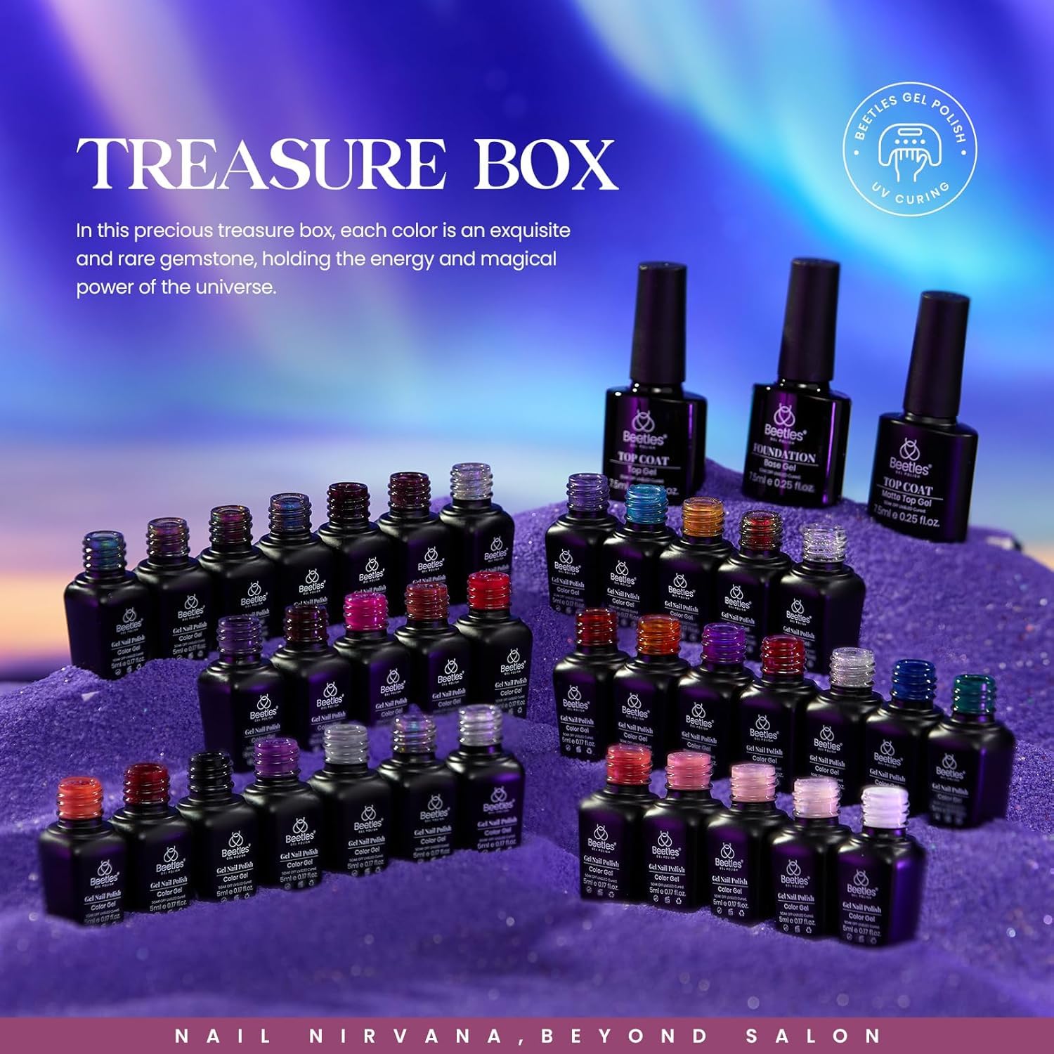 Beetles 39-Piece Halloween Gel Nail Polish Set - Glitter Jelly Colors with Base & Top Coats