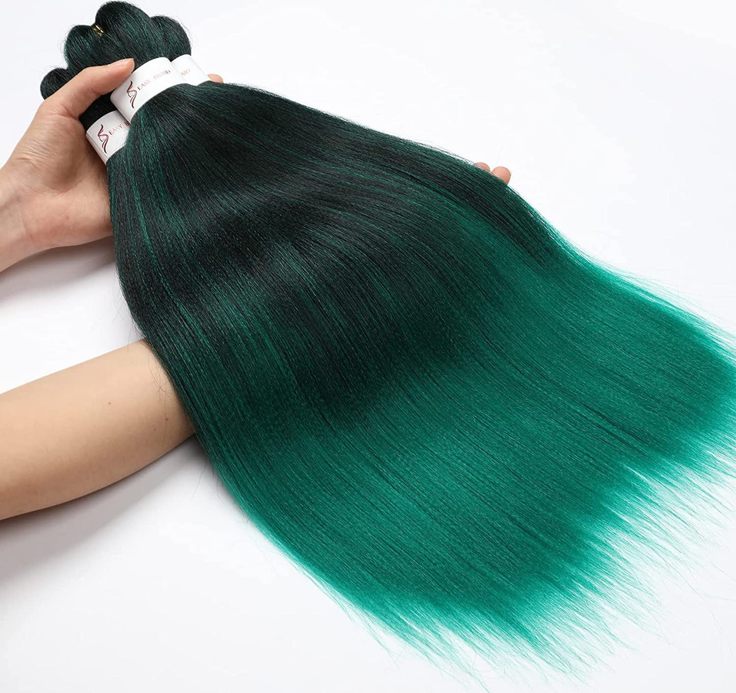 8 Packs 20-Inch Ombre Pre-Stretched Braiding Hair - Soft Yaki Texture Extensions