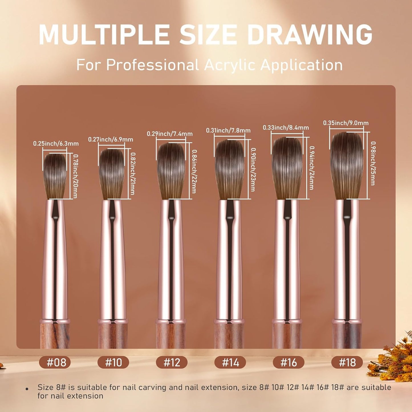 Professional Acrylic Nail Art Brush - Size 16 Kolinsky Hair Oval for DIY Salon