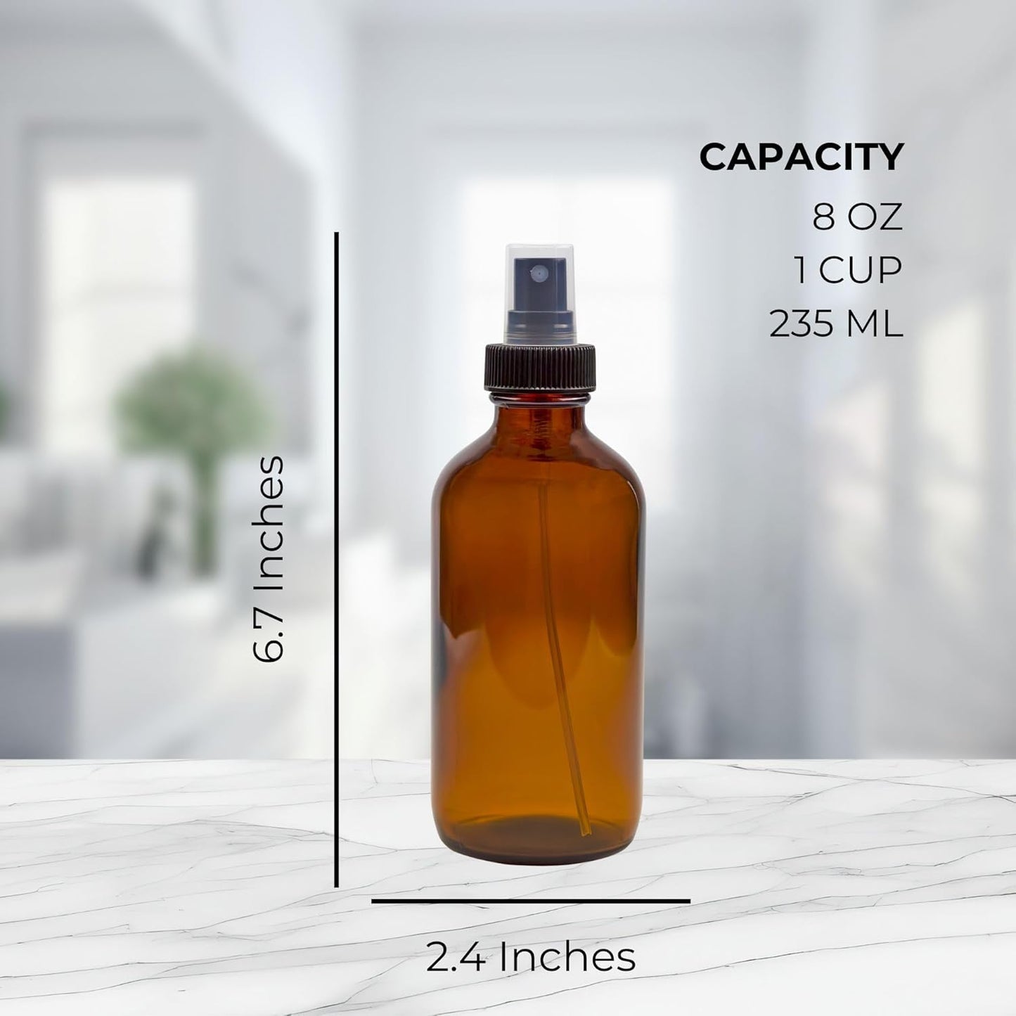 8-Ounce Amber Glass Spray Bottles (4-Pack) - Fine Mist Atomizers for Aromatherapy & DIY