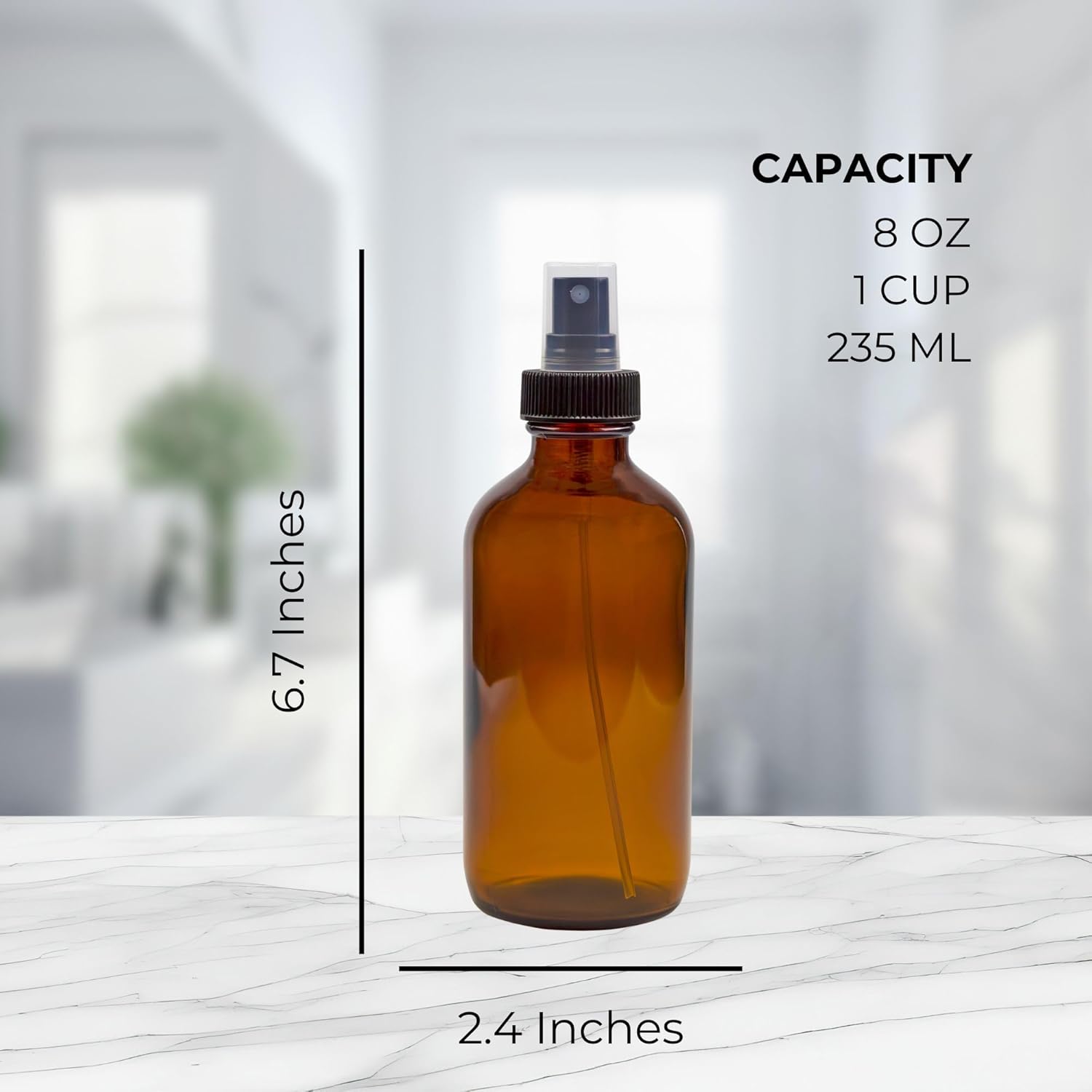 8-Ounce Amber Glass Spray Bottles (4-Pack) - Fine Mist Atomizers for Aromatherapy & DIY