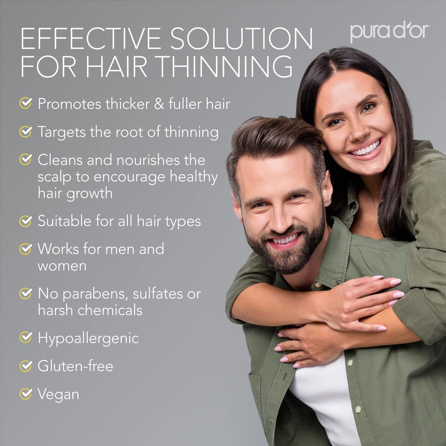 PURA D'OR 16 Oz Original Gold Label Anti-Thinning Biotin Shampoo Natural Earthy Scent, CLINICALLY TESTED Effective Results, Herbal Hair Thickening Products, 3-1 Wash, Women & Men, Color Treated Hair