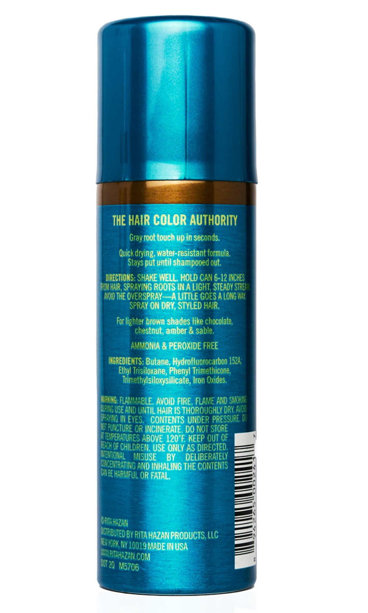 Rita Hazan Root Concealer Touch Up Spray - Instant Spray To Cover Up Roots - Quick Drying, Water-Resistant Formula - Temporary Hair Color Spray for Gray Roots - 2 oz. Root Spray Light Brown