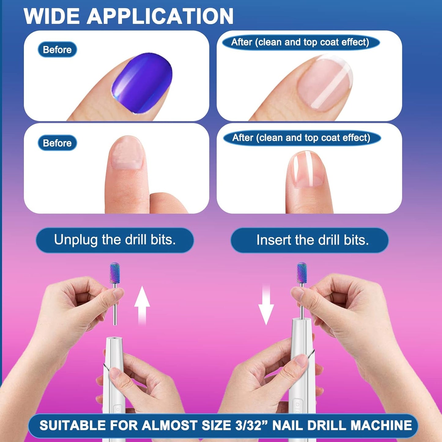 25Pcs Nail Drill Bits Set - Ceramic & Tungsten Carbide for Acrylic Gel Manicure & Pedicure