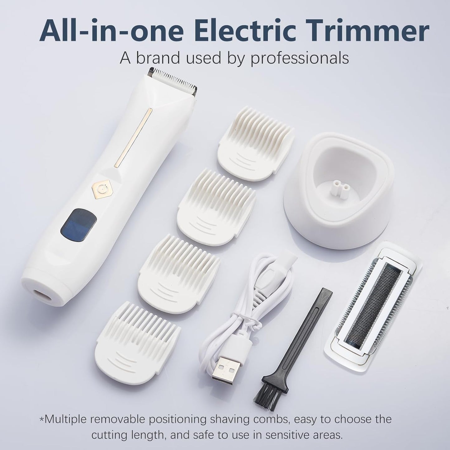 2-in-1 Waterproof Bikini Trimmer for Women - USB Rechargeable Electric Razor