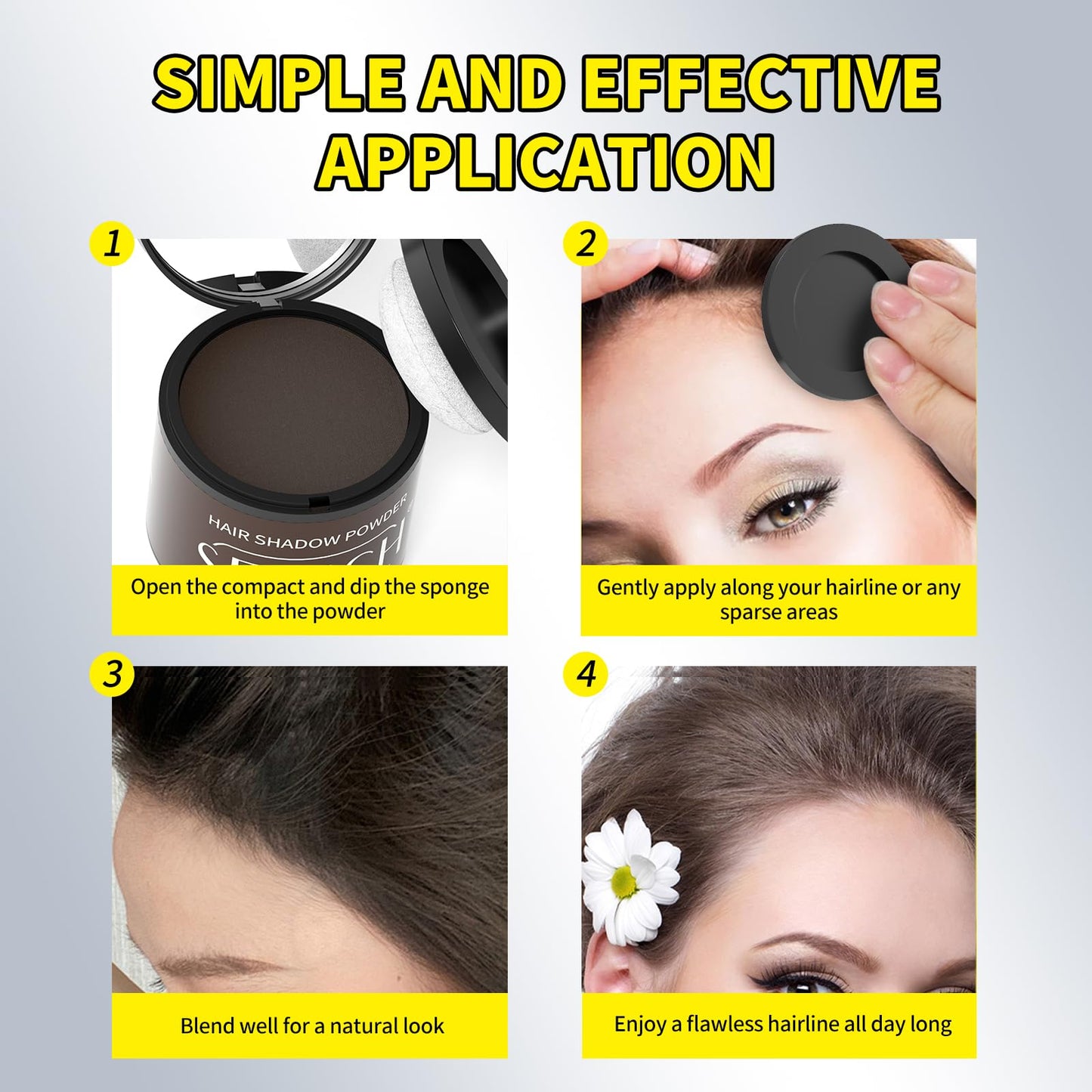 Sevich Hairline Powder 10g Large Capacity - Instantly Conceals Hair Loss, Root Touch up, Shadow Toppers for Women & Men Thinning Gray Hair - 48H Makeup Lasting, 1 Box = 2.5 Boxes, Dark Brown