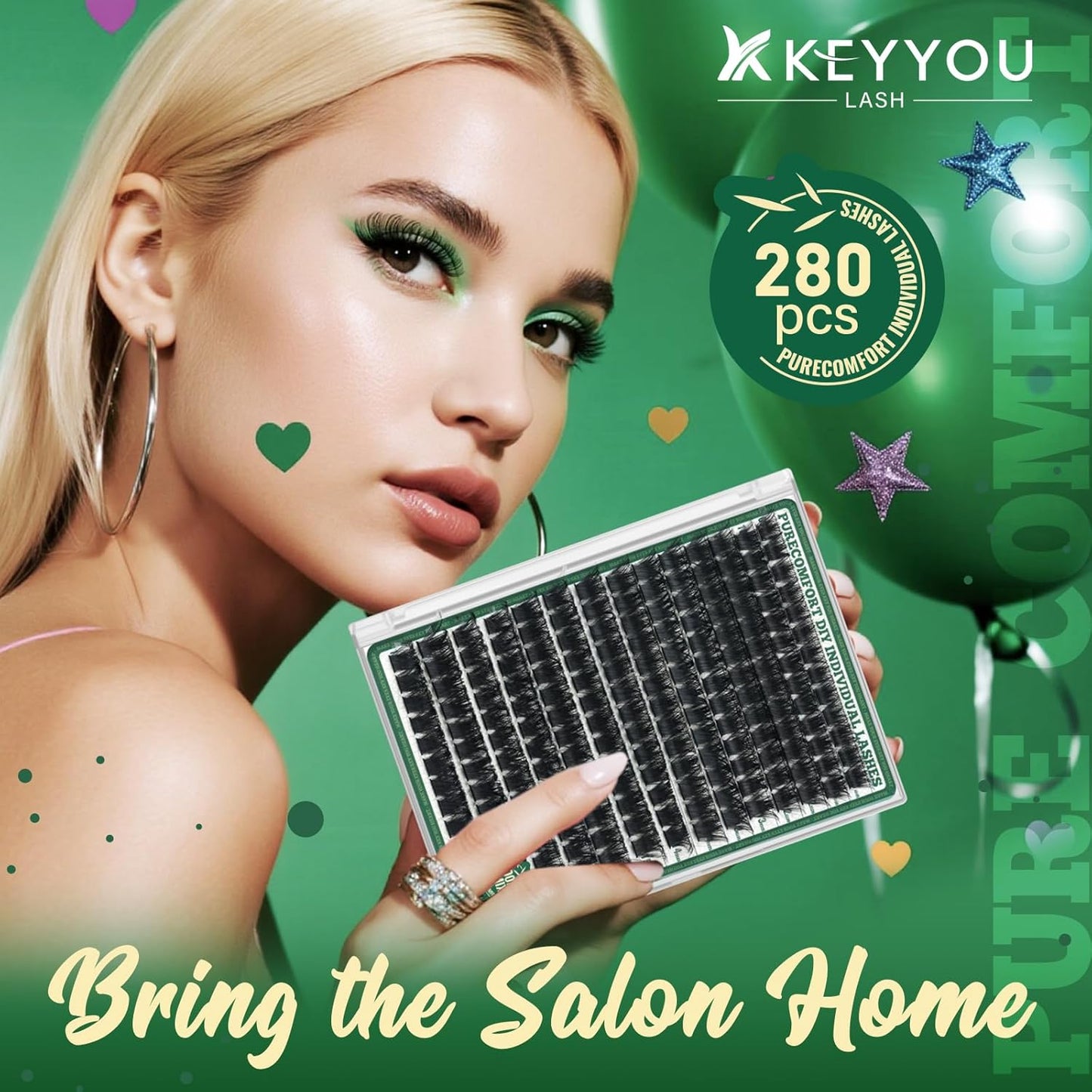 DIY Lash Extension Kit - 280 Soft Cluster Lashes, 100D Curl, Easy Application with Bond & Seal