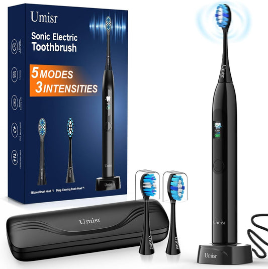 Rechargeable Sonic Electric Toothbrush for Adults - 90-Day Battery, Smart Screen, 5 Modes
