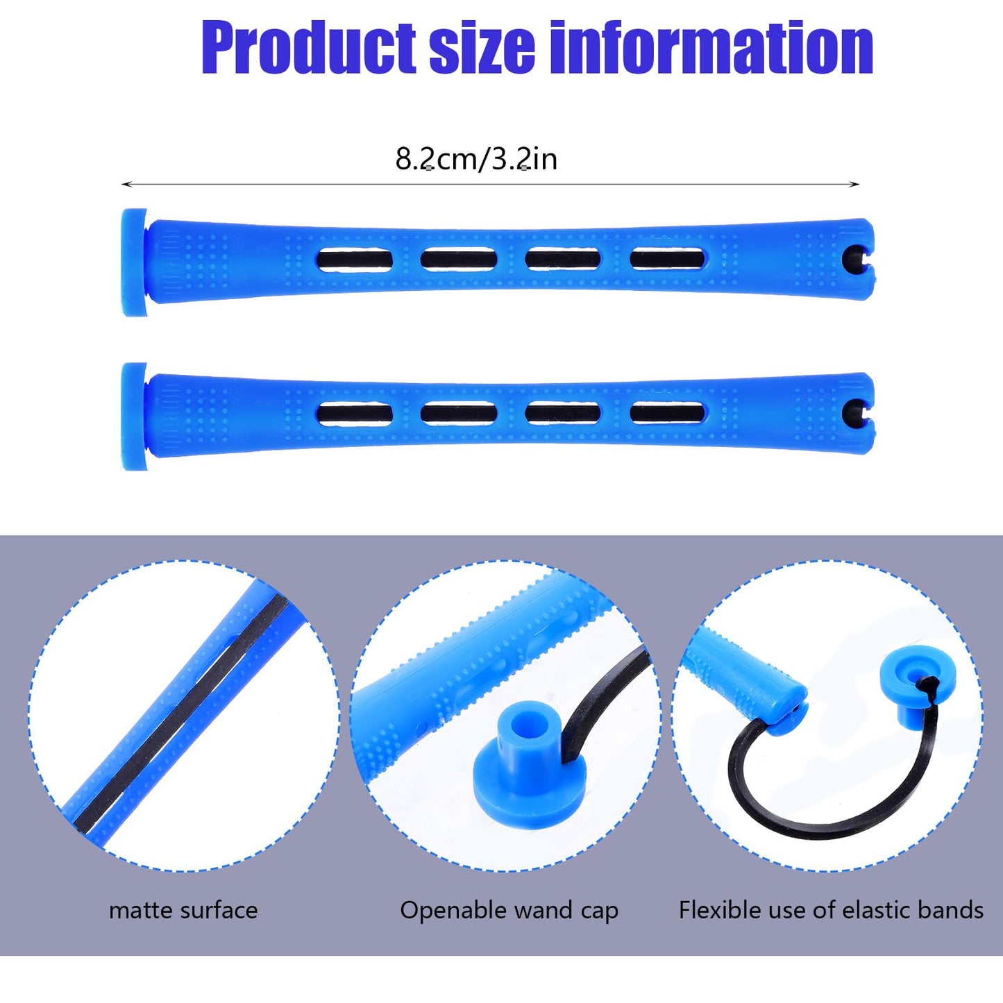20 Pcs Perm Rods, ABS Plastic Silicone Curling Rods, Cold Wave Heatless Curlers Rollers for Short Long Hair Natural Waves, Curls, Voluminous Styles (0.35 Inches, Blue)