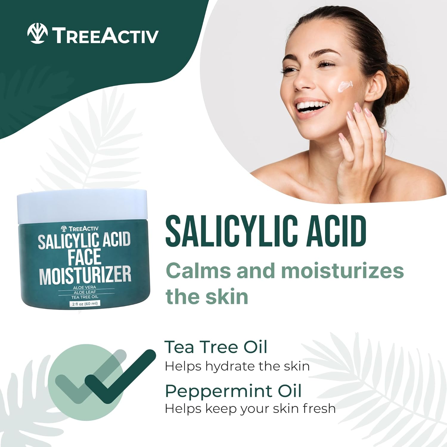 TreeActiv Acne Face Cream - Natural Extra Strength Treatment for Clear Skin | Fast-Acting, Gentle for All Skin Types | 2 fl oz