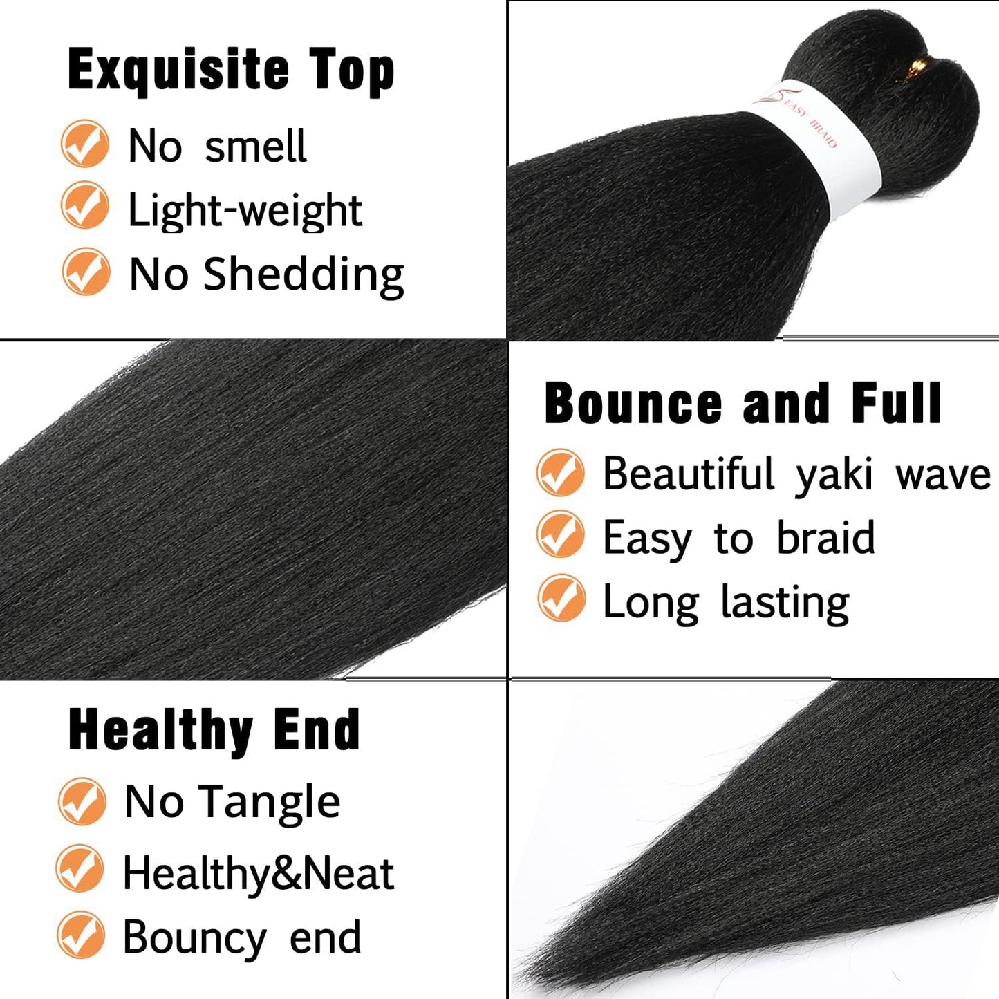 8 Packs 20-Inch Ombre Pre-Stretched Braiding Hair - Soft Yaki Texture Extensions